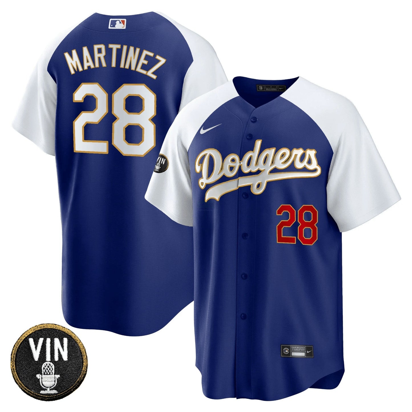 Camisa MLB Men’s Vin Scully Patch Cool Base Dourada Trim Jersey