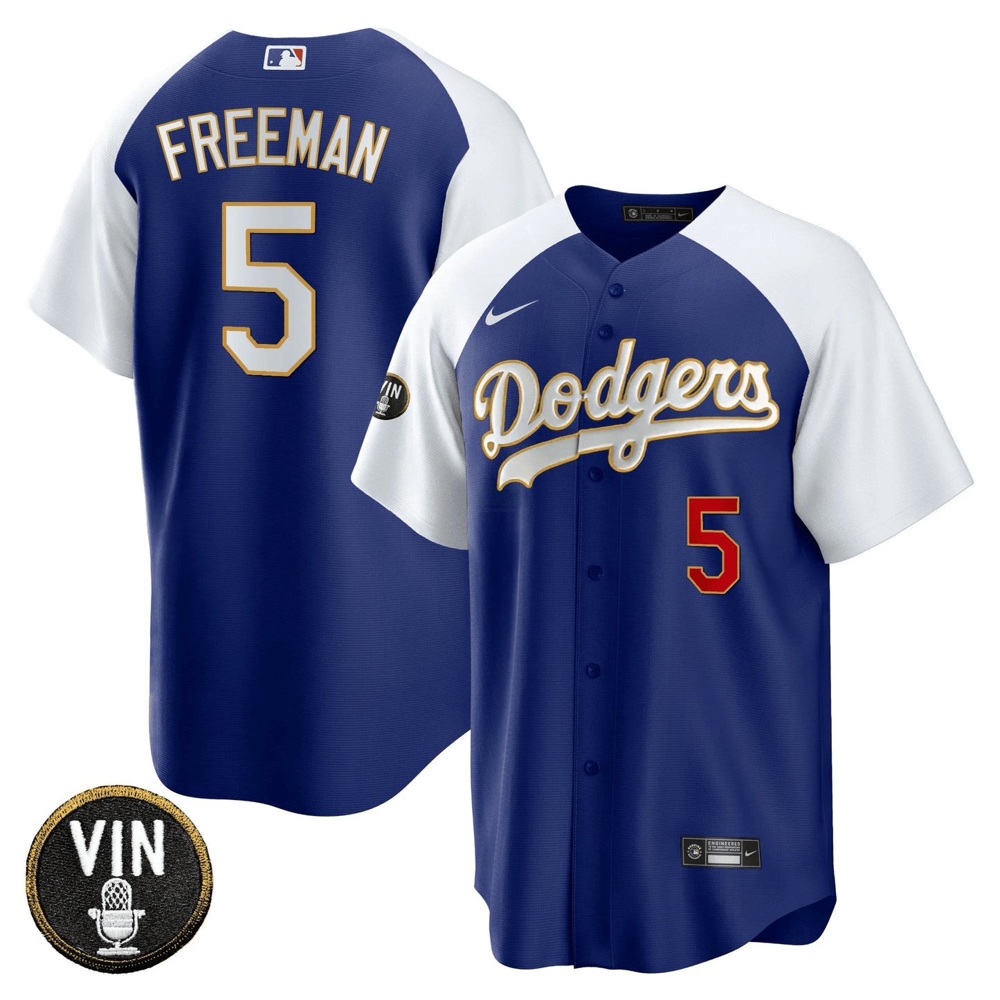 Camisa MLB Men’s Vin Scully Patch Cool Base Dourada Trim Jersey