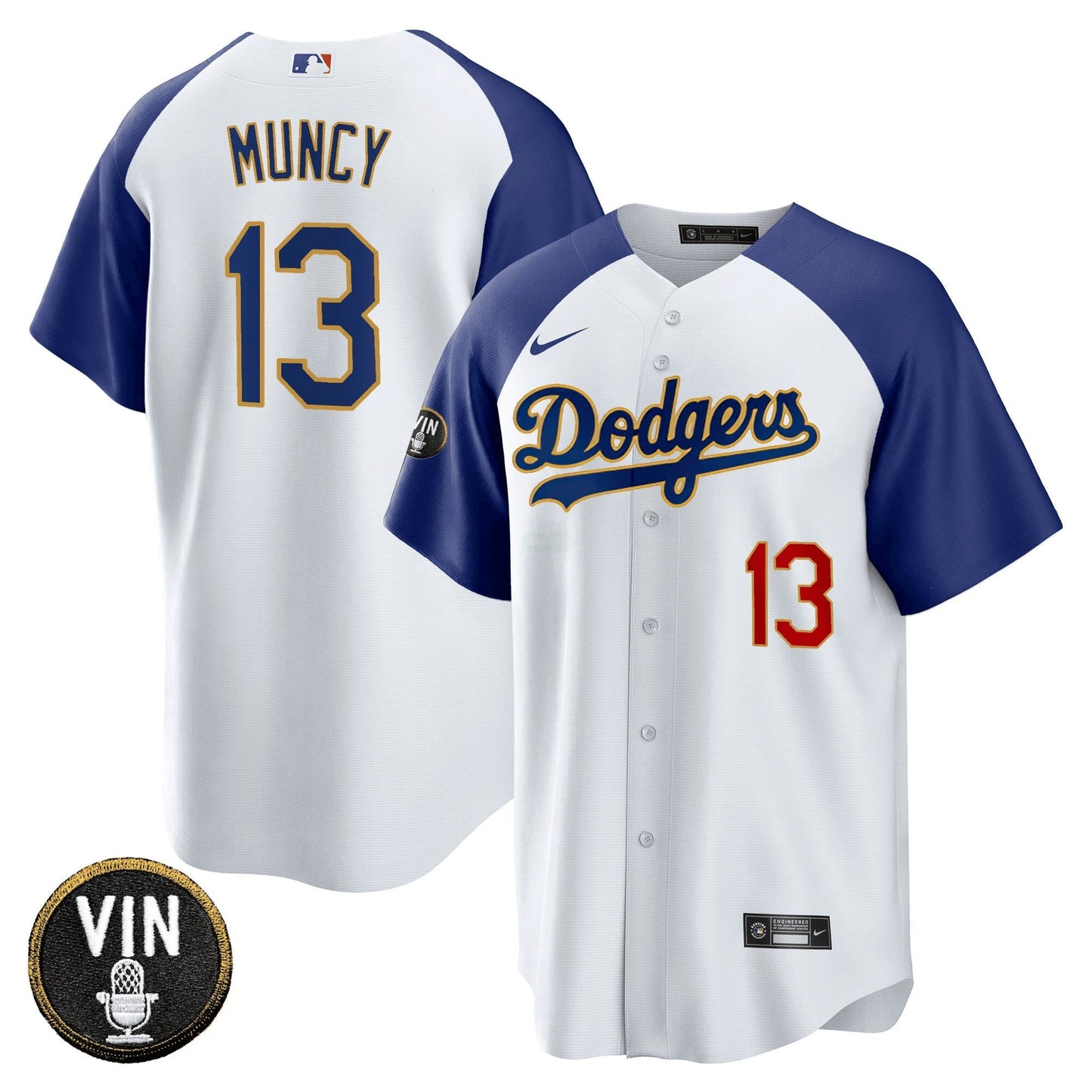 Camisa MLB Men’s Vin Scully Patch Cool Base Dourada Trim Jersey