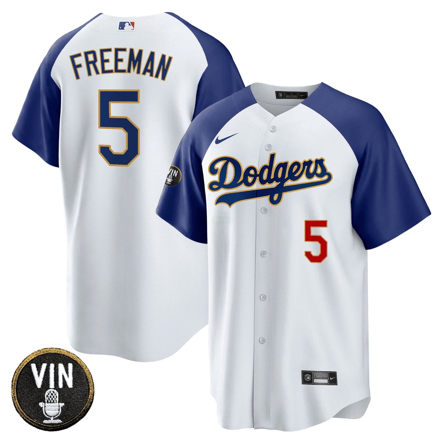 Camisa MLB Men’s Vin Scully Patch Cool Base Dourada Trim Jersey
