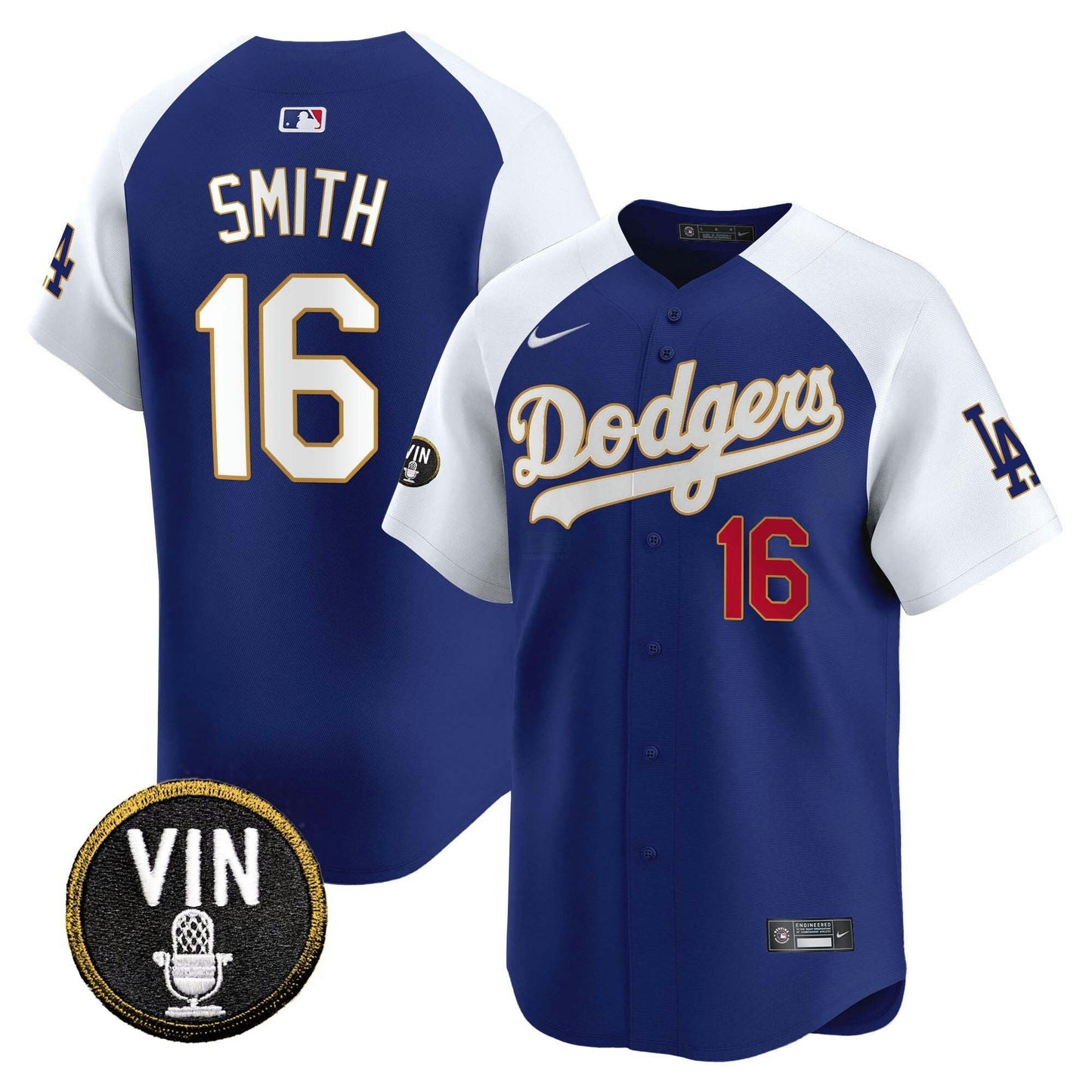 Camisa MLB Men’s Vin Scully Patch Dourada Trim Vapor Premier Limited Jersey