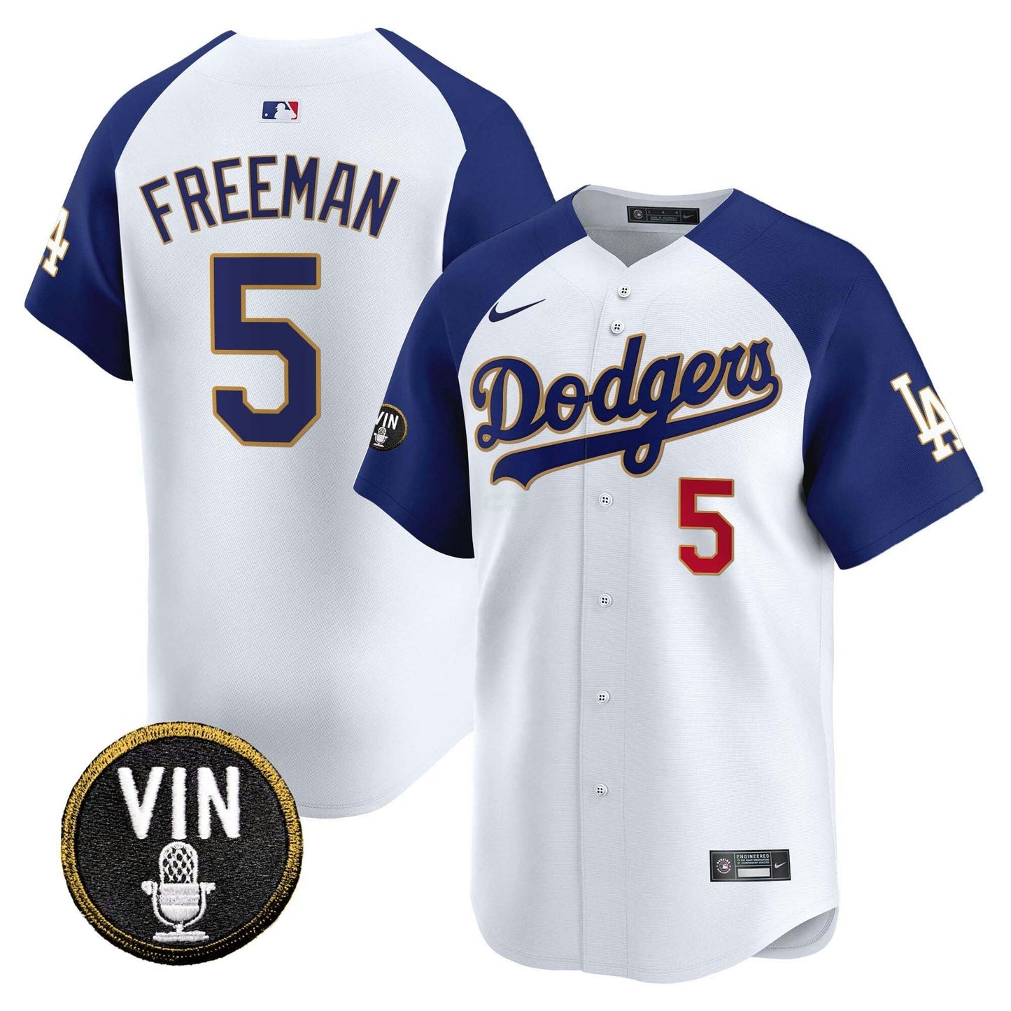 Camisa MLB Men’s Vin Scully Patch Dourada Trim Vapor Premier Limited Jersey