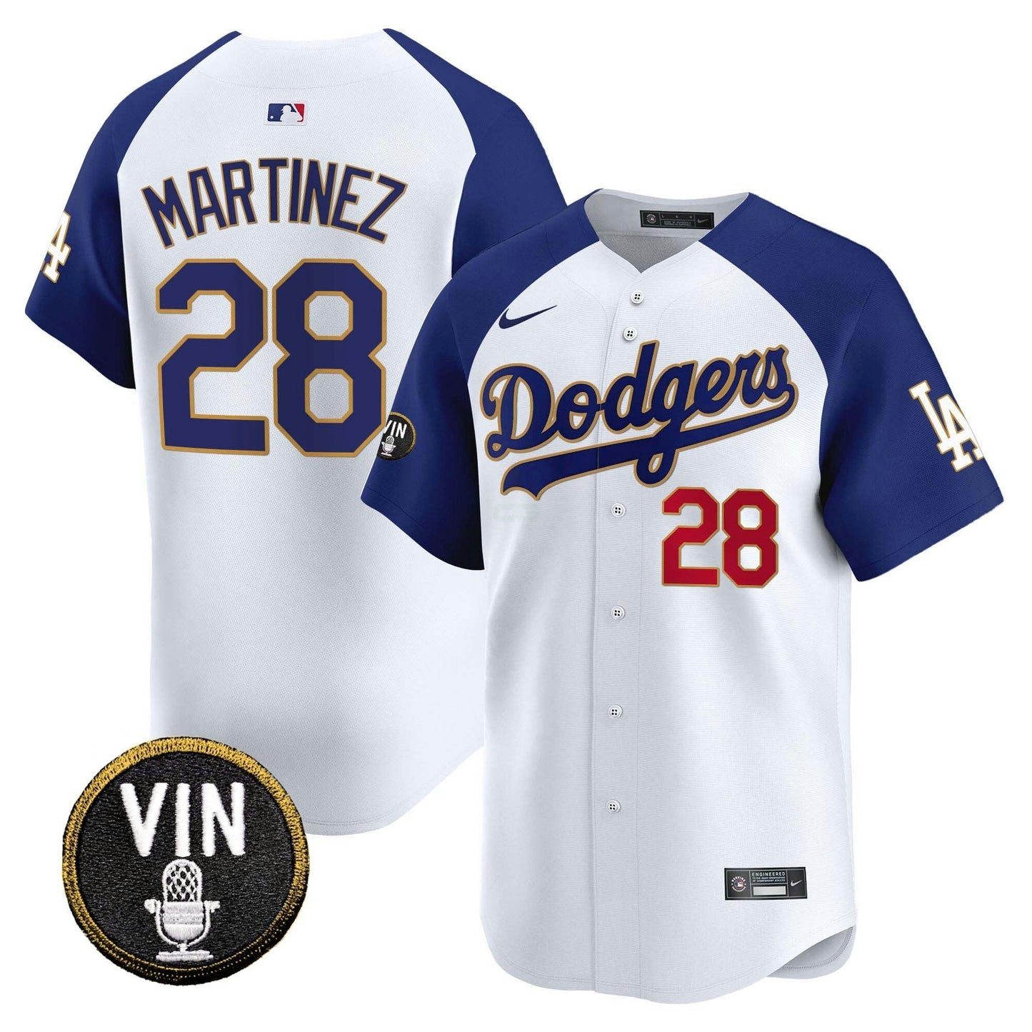 Camisa MLB Men’s Vin Scully Patch Dourada Trim Vapor Premier Limited Jersey