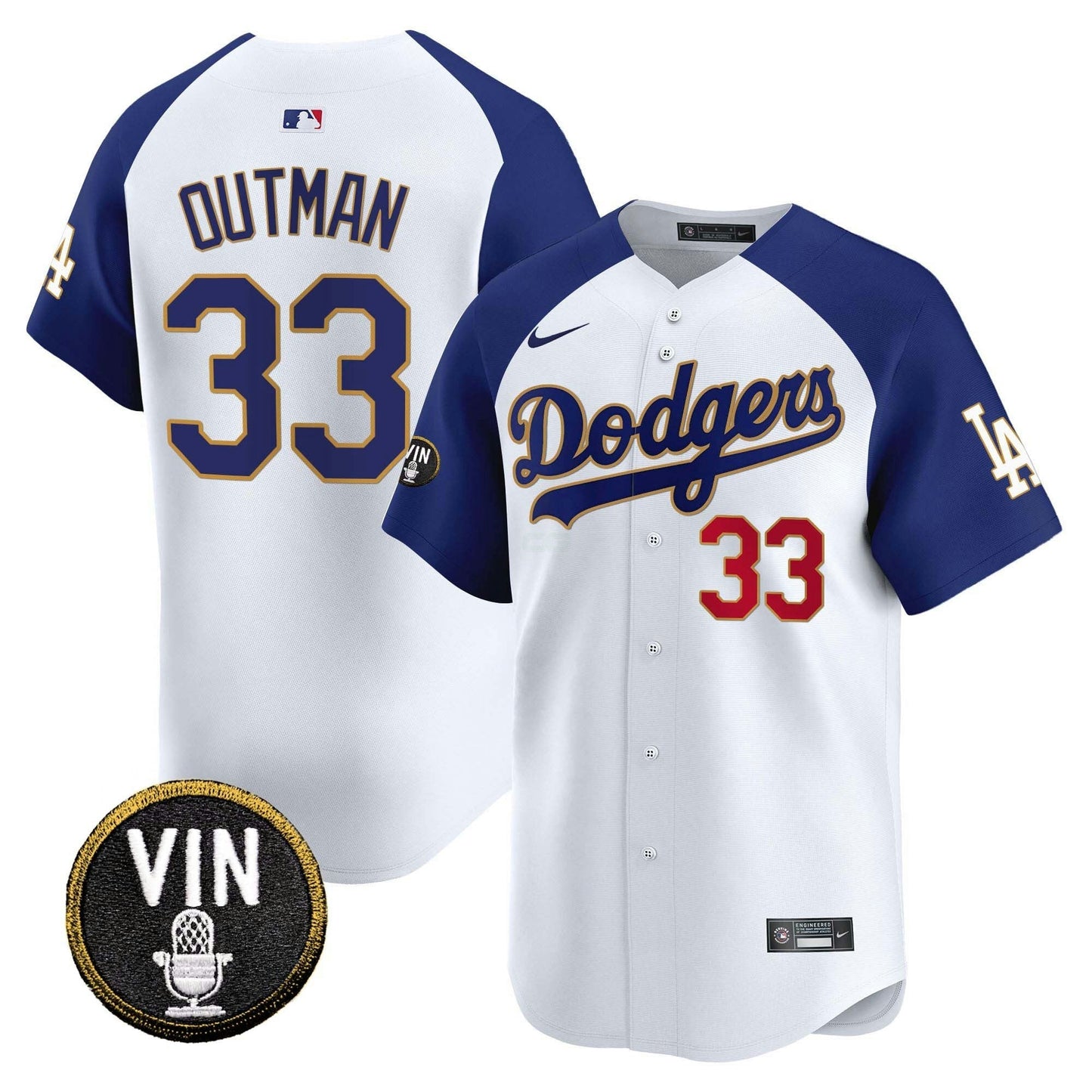 Camisa MLB Men’s Vin Scully Patch Dourada Trim Vapor Premier Limited Jersey