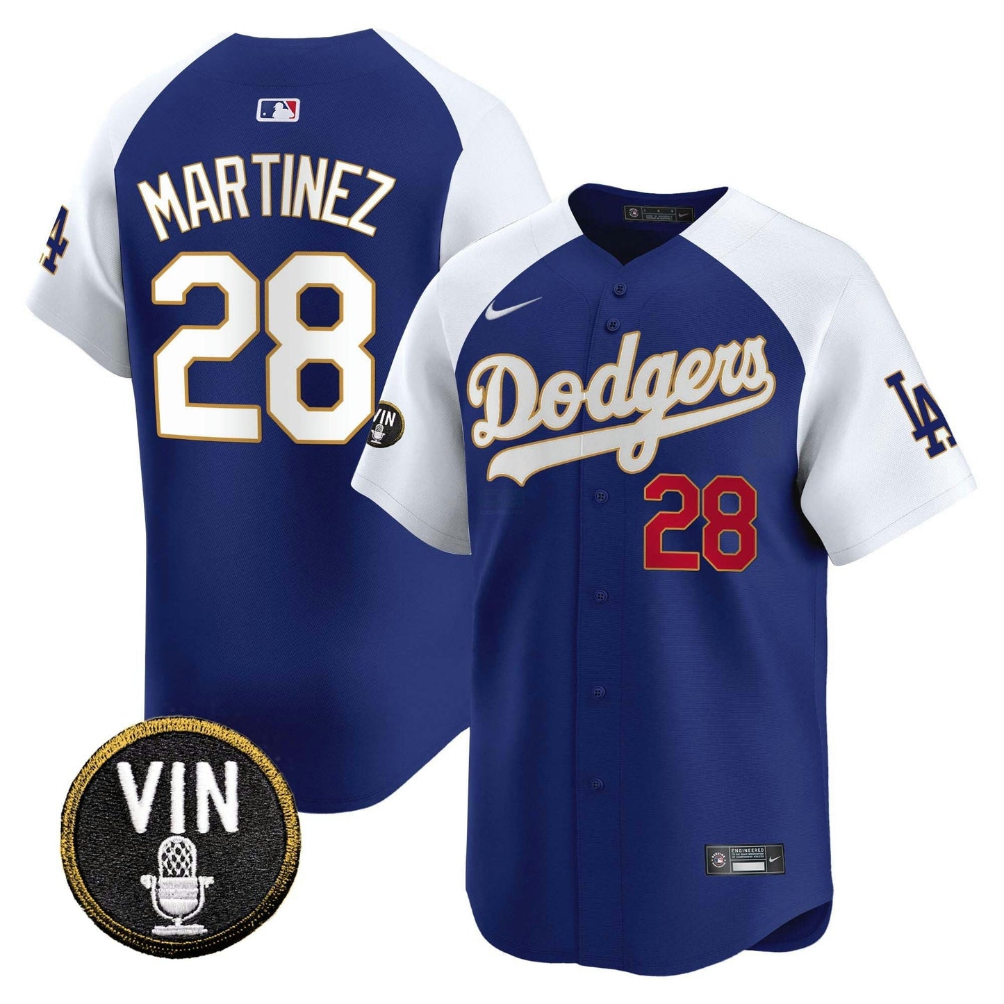 Camisa MLB Men’s Vin Scully Patch Dourada Trim Vapor Premier Limited Jersey