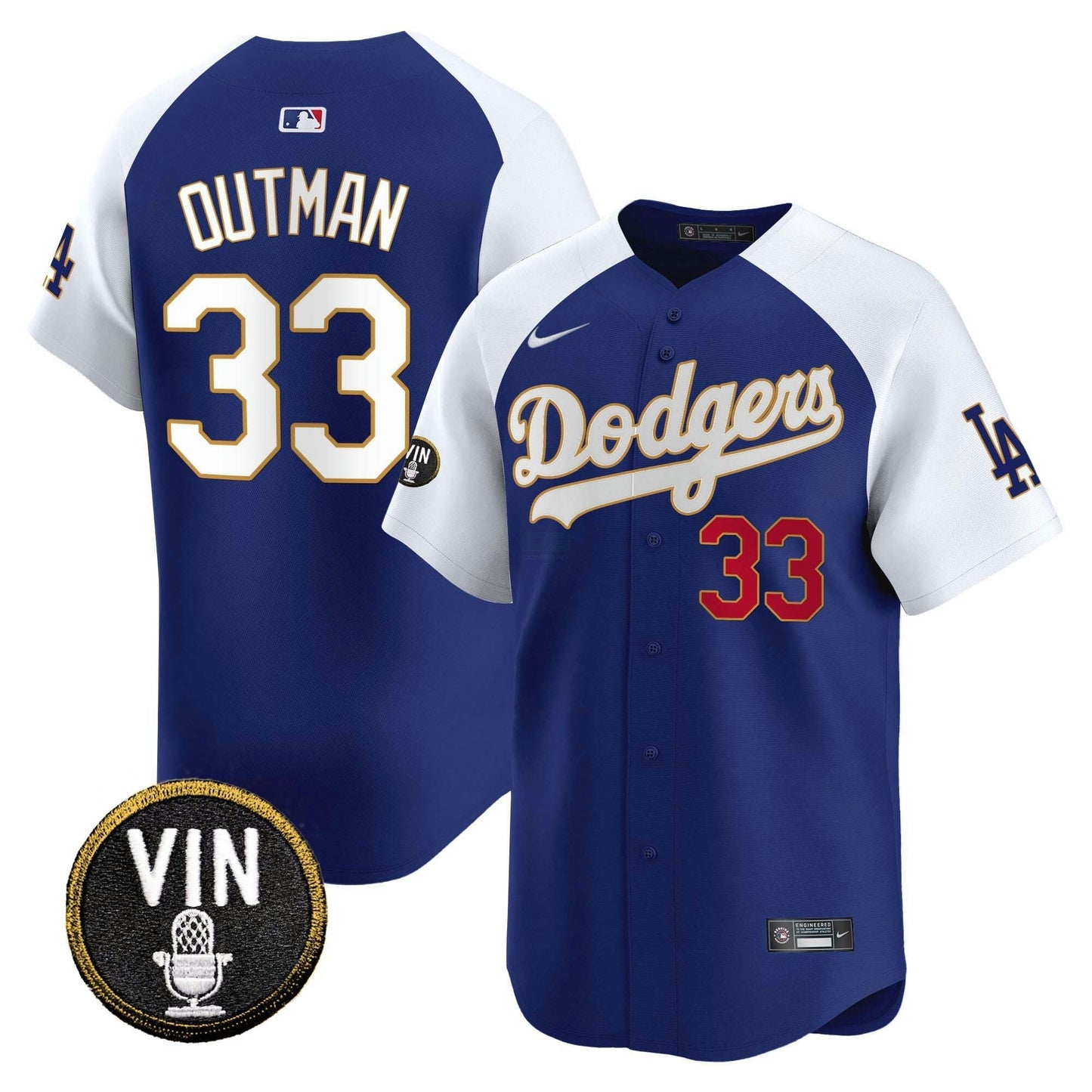 Camisa MLB Men’s Vin Scully Patch Dourada Trim Vapor Premier Limited Jersey
