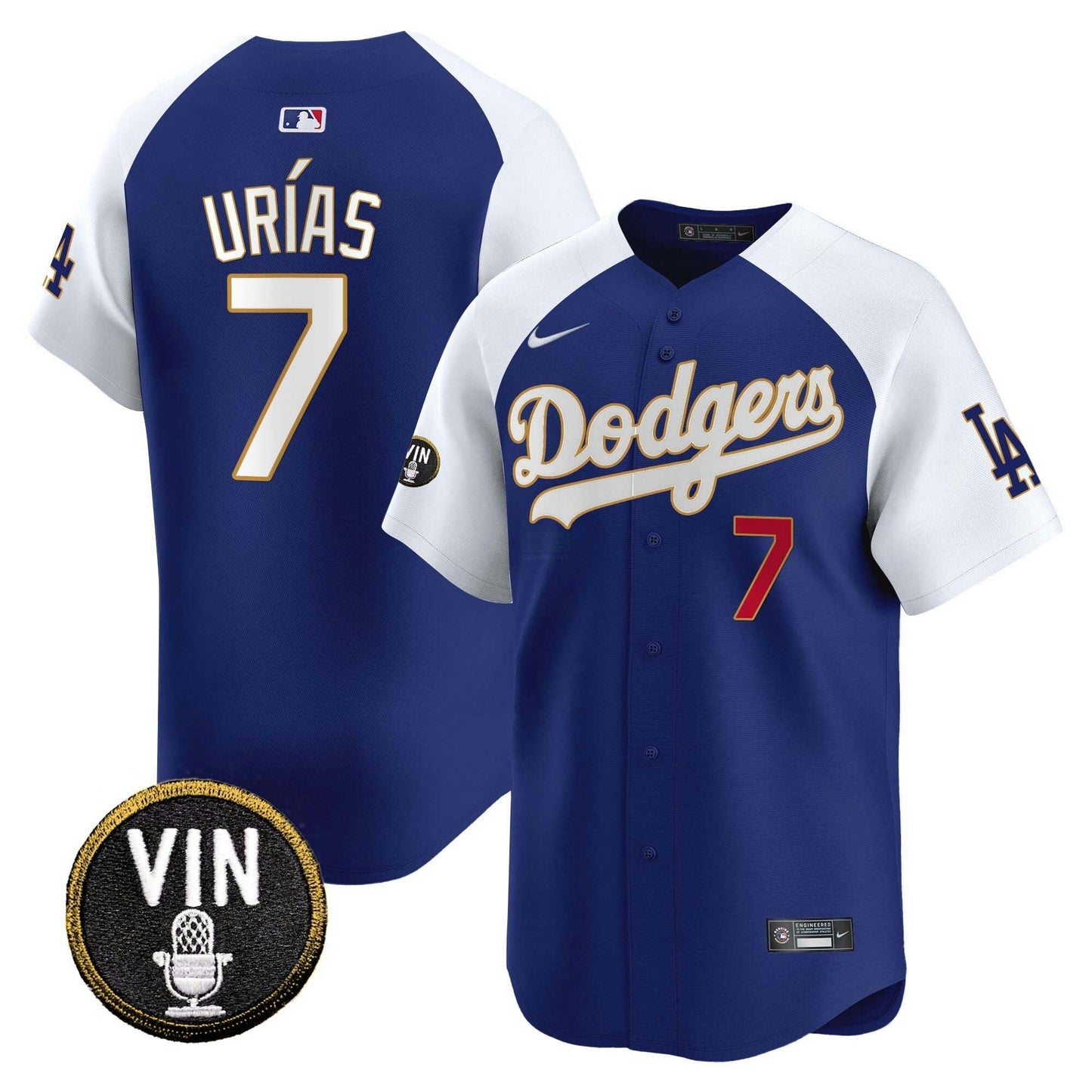 Camisa MLB Men’s Vin Scully Patch Dourada Trim Vapor Premier Limited Jersey