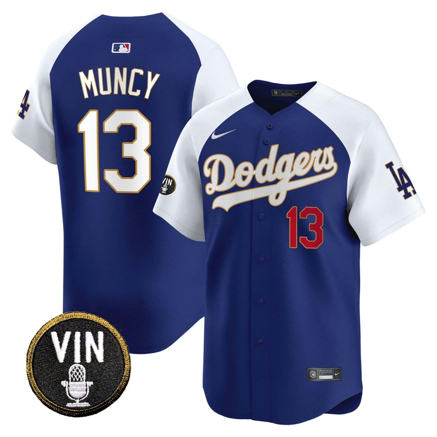 Camisa MLB Men’s Vin Scully Patch Dourada Trim Vapor Premier Limited Jersey