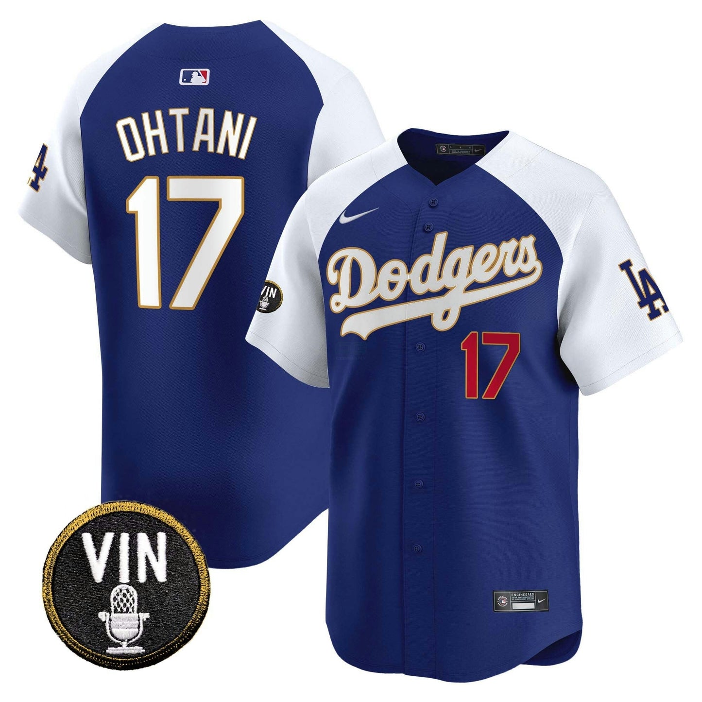 Camisa MLB Men’s Vin Scully Patch Dourada Trim Vapor Premier Limited Jersey