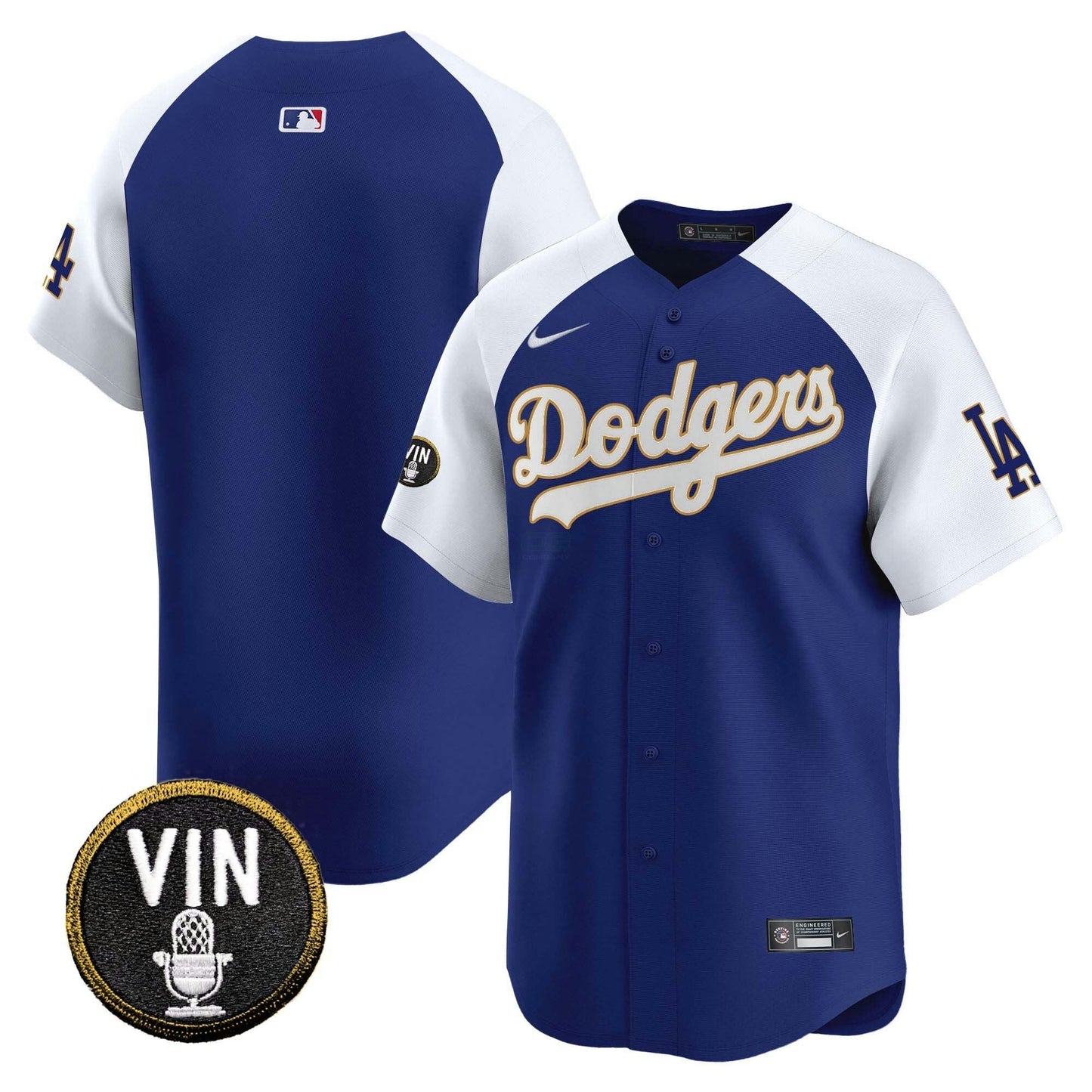 Camisa MLB Men’s Vin Scully Patch Dourada Trim Vapor Premier Limited Jersey