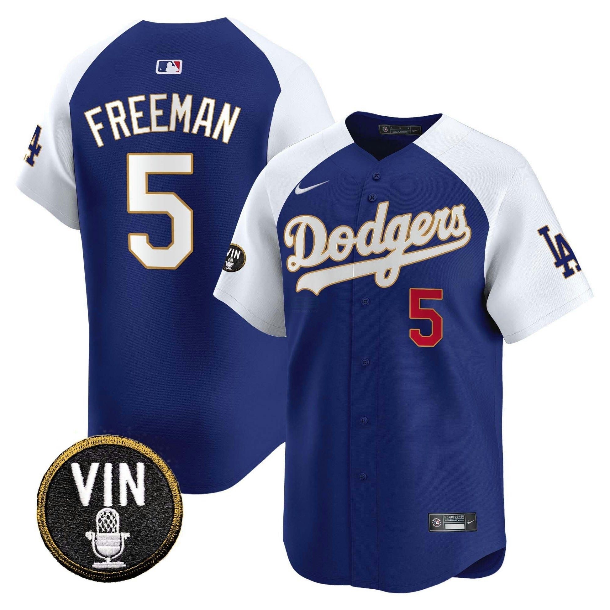 Camisa MLB Men’s Vin Scully Patch Dourada Trim Vapor Premier Limited Jersey