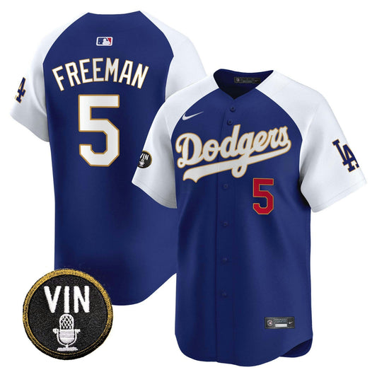 Camisa MLB Men’s Vin Scully Patch Dourada Trim Vapor Premier Limited Jersey