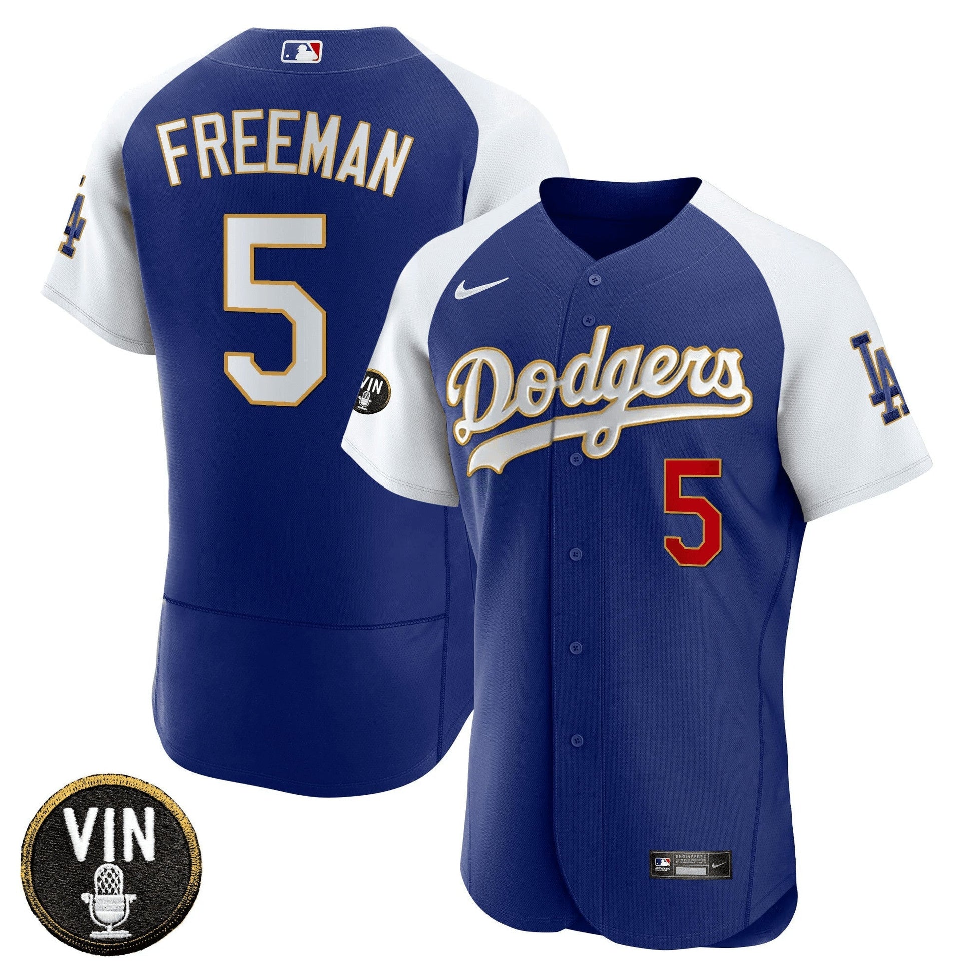 Camisa MLB Men’s Vin Scully Patch Flex Base Dourada Trim Jersey