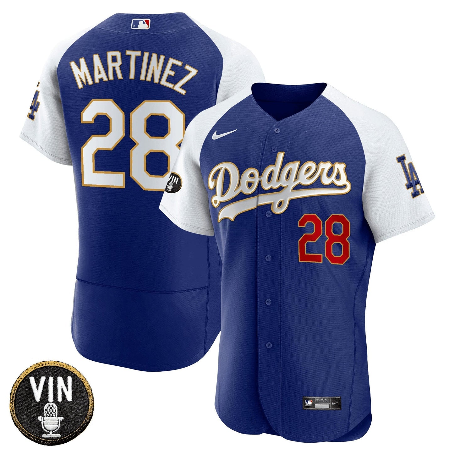 Camisa MLB Men’s Vin Scully Patch Flex Base Dourada Trim Jersey