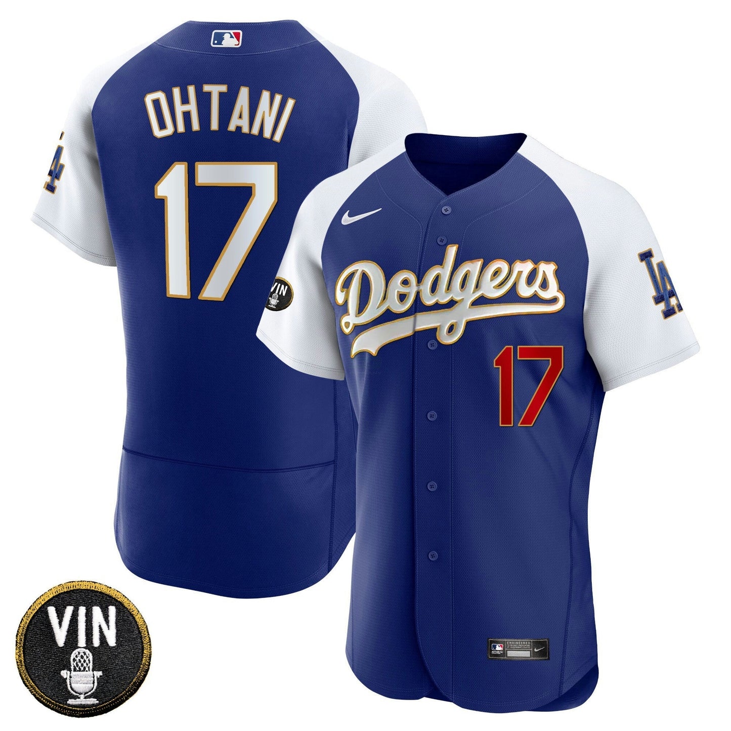 Camisa MLB Men’s Vin Scully Patch Flex Base Dourada Trim Jersey V2