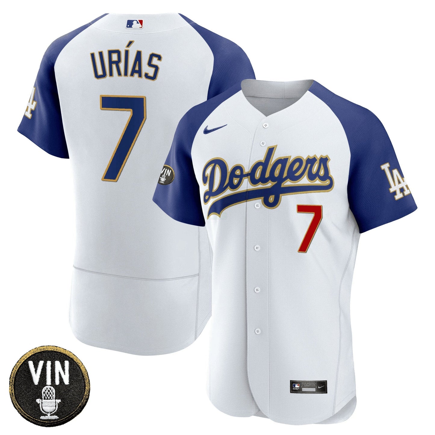 Camisa MLB Men’s Vin Scully Patch Flex Base Dourada Trim Jersey V2