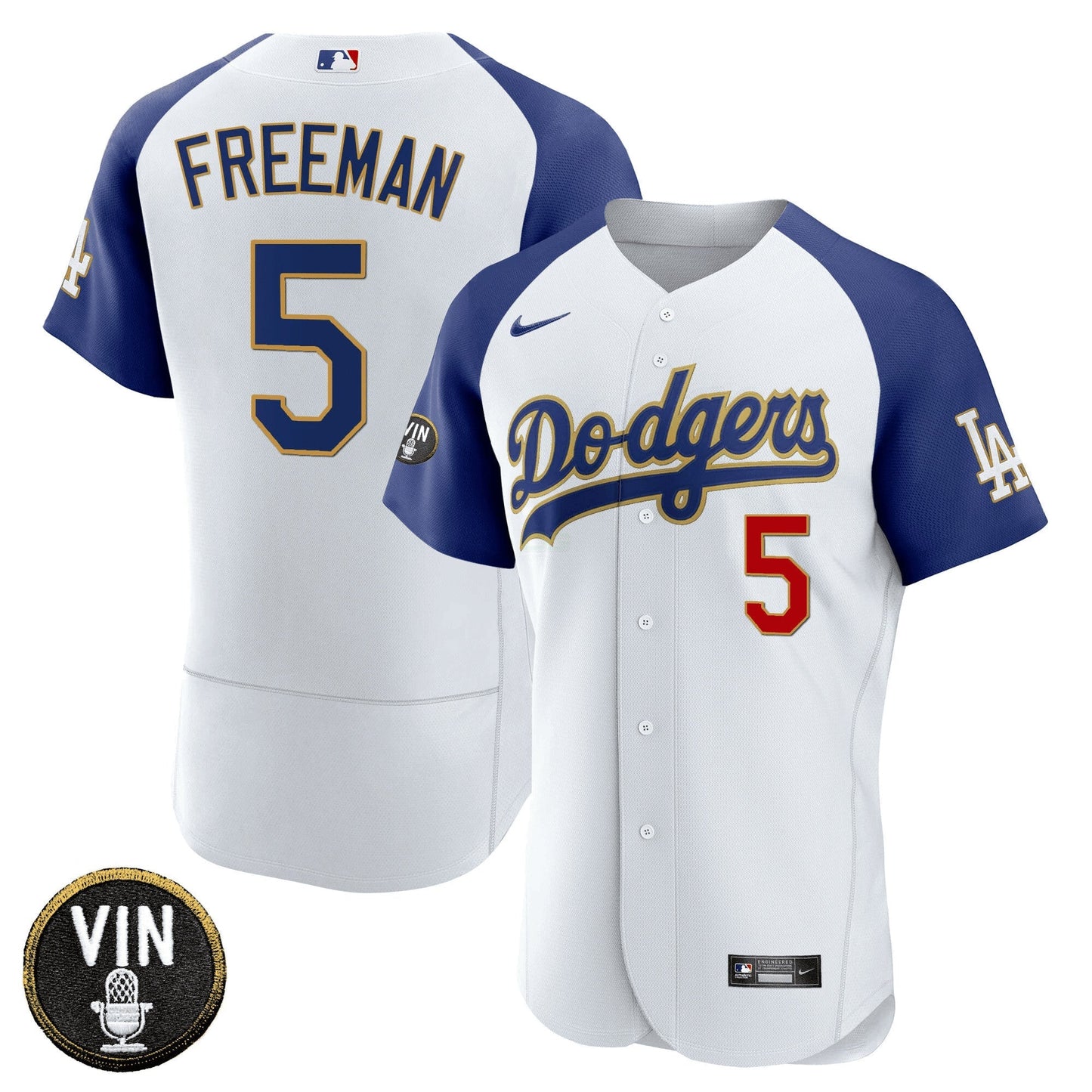 Camisa MLB Men’s Vin Scully Patch Flex Base Dourada Trim Jersey V2