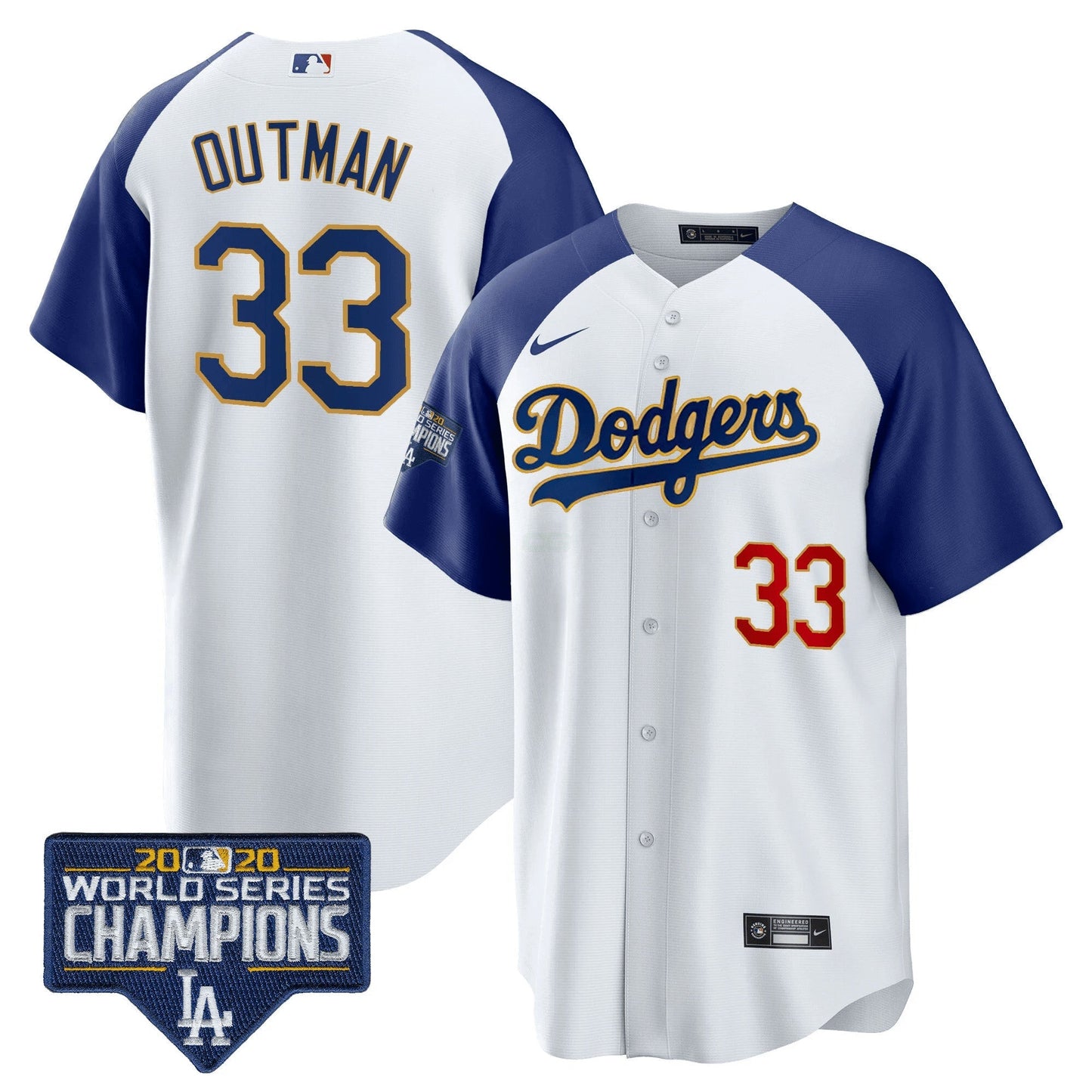 Camisa MLB Men’s World Series Champions Patch Cool Base Dourada Trim Jersey