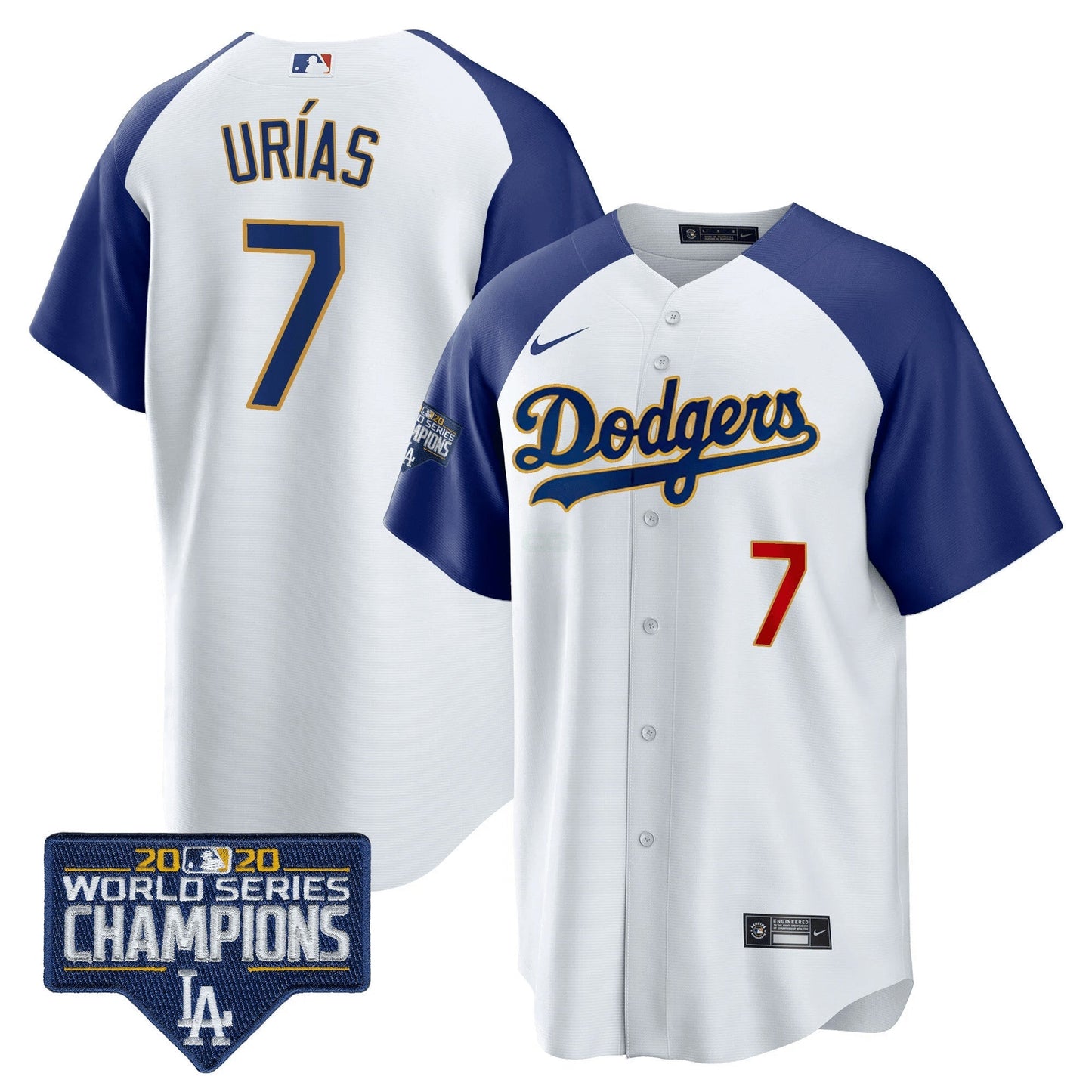 Camisa MLB Men’s World Series Champions Patch Cool Base Dourada Trim Jersey