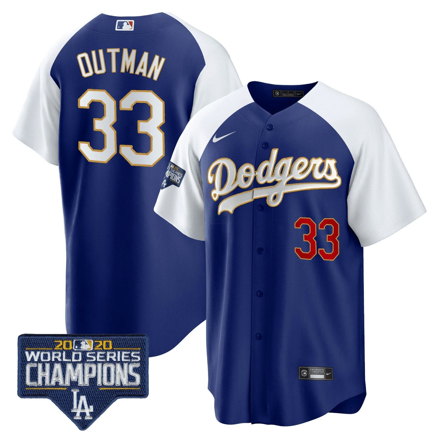 Camisa MLB Men’s World Series Champions Patch Cool Base Dourada Trim Jersey