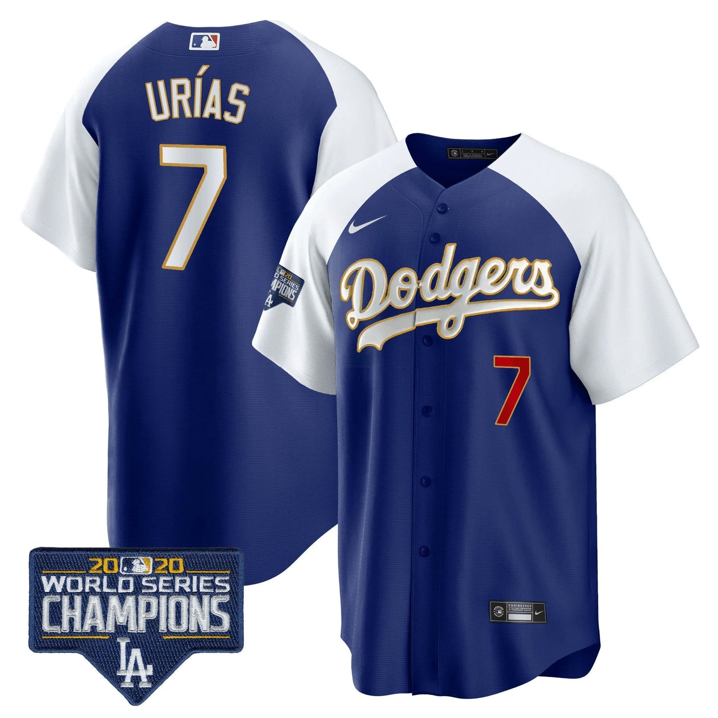 Camisa MLB Men’s World Series Champions Patch Cool Base Dourada Trim Jersey