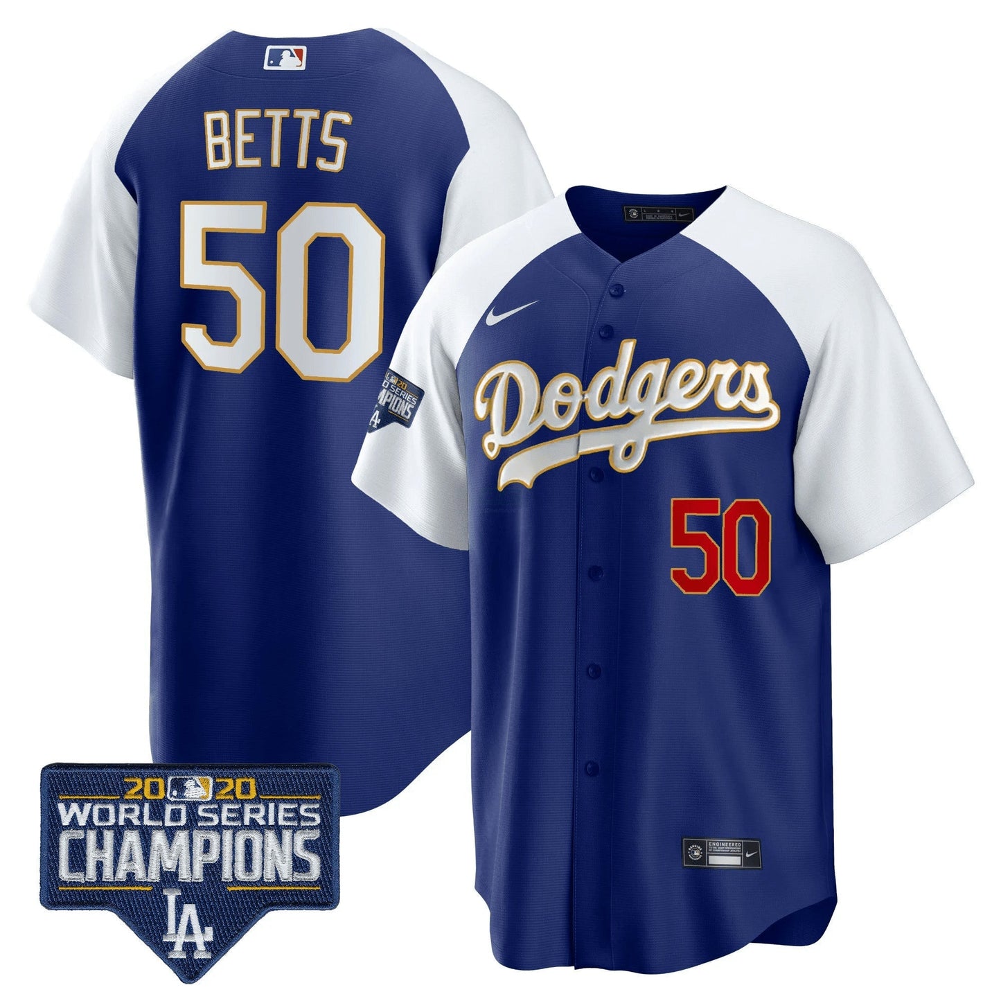 Camisa MLB Men’s World Series Champions Patch Cool Base Dourada Trim Jersey