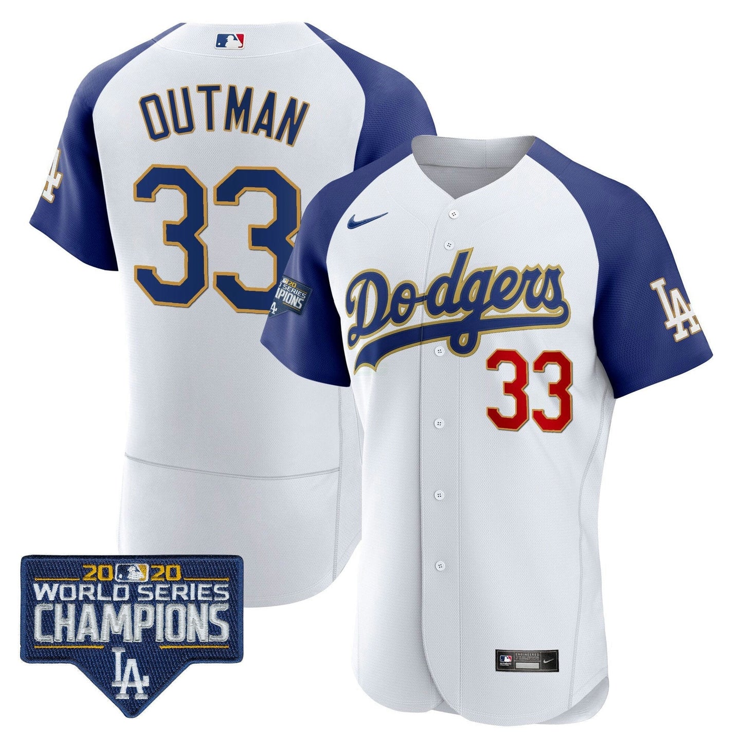 Camisa MLB Men’s World Series Champions Patch Flex Base Dourada Trim Jersey