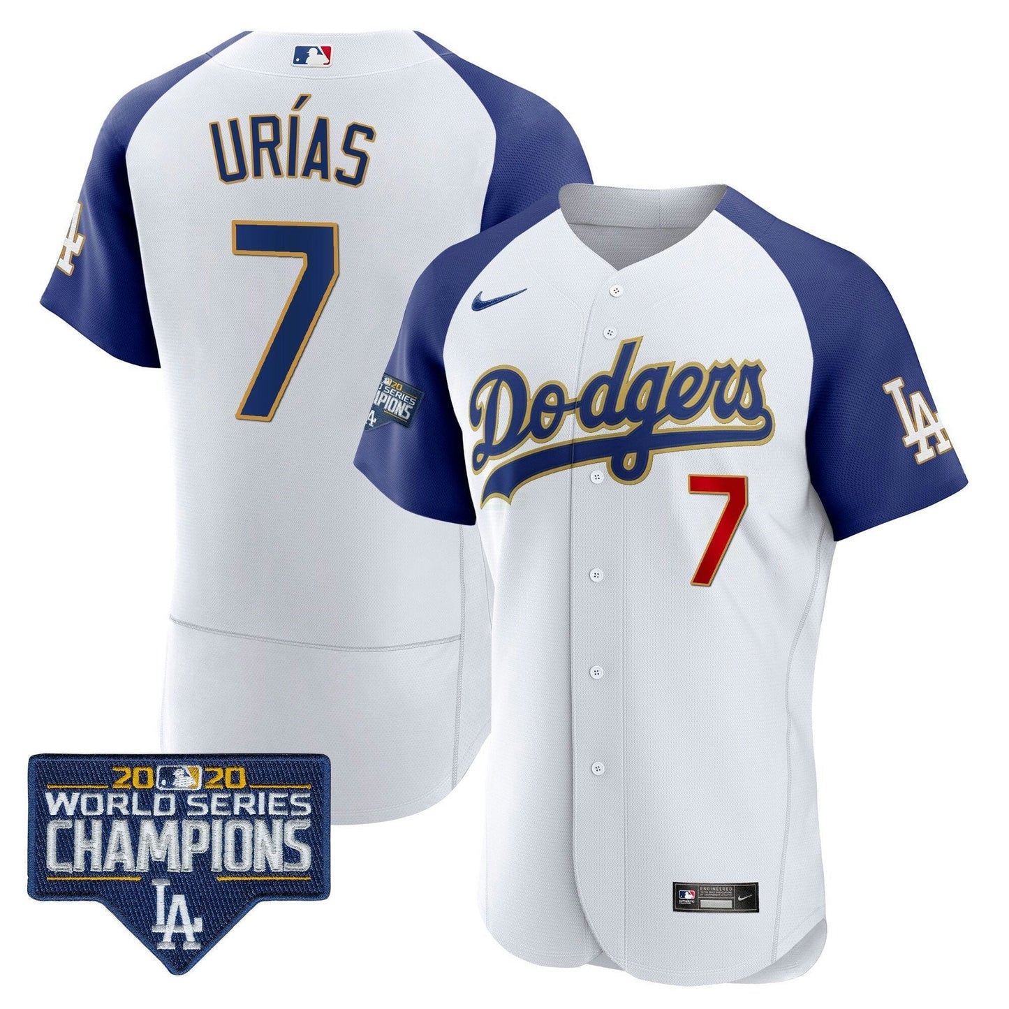 Camisa MLB Men’s World Series Champions Patch Flex Base Dourada Trim Jersey