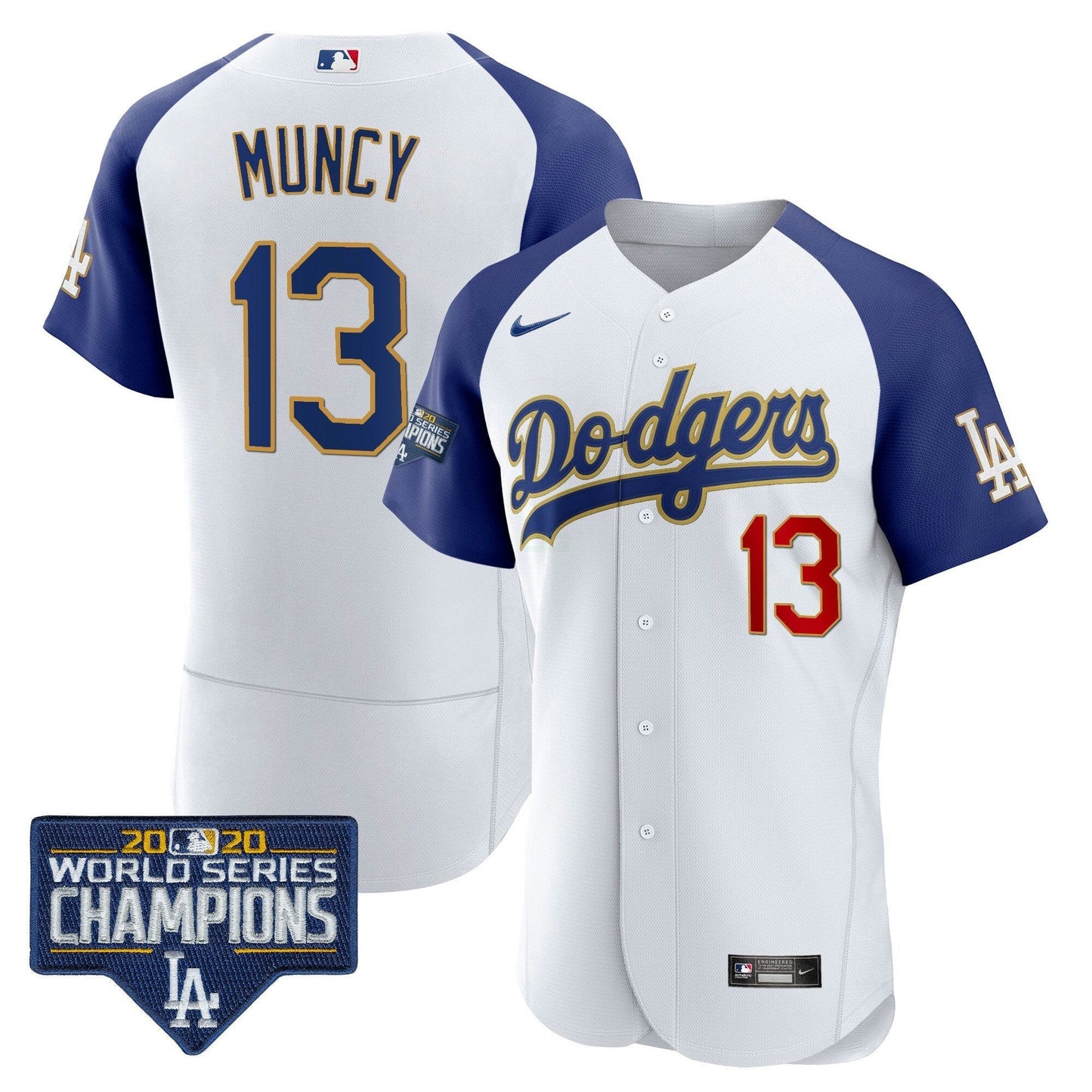Camisa MLB Men’s World Series Champions Patch Flex Base Dourada Trim Jersey