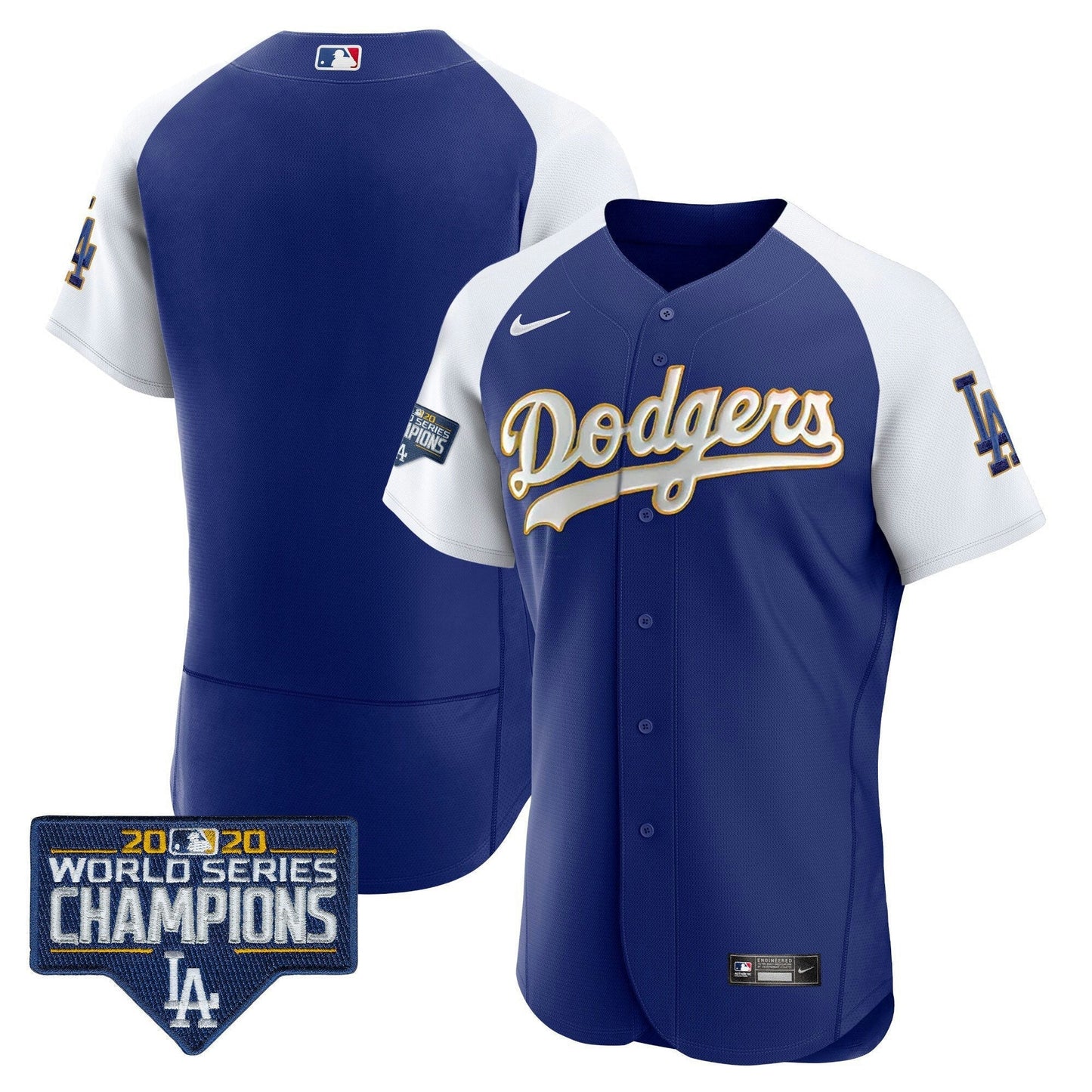 Camisa MLB Men’s World Series Champions Patch Flex Base Dourada Trim Jersey