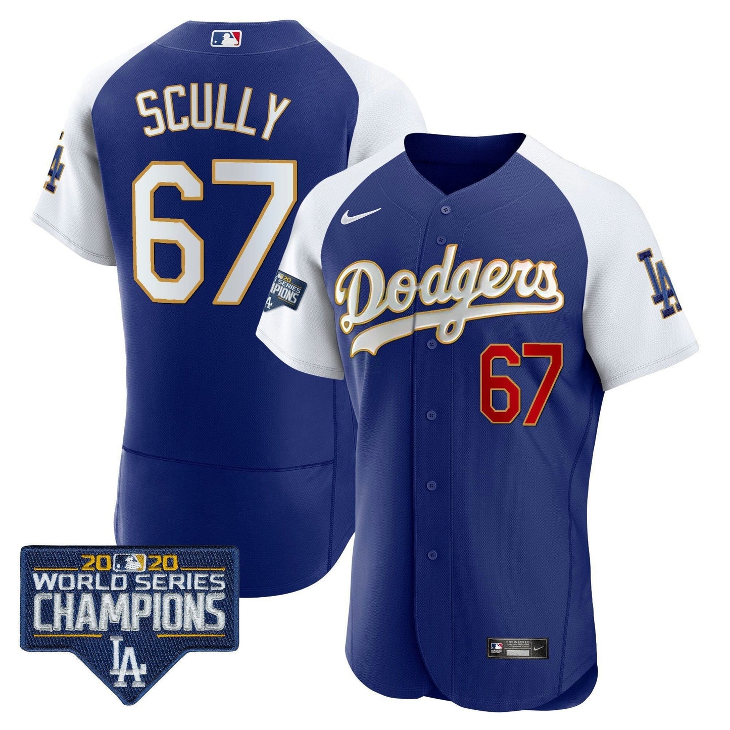 Camisa MLB Men’s World Series Champions Patch Flex Base Dourada Trim Jersey