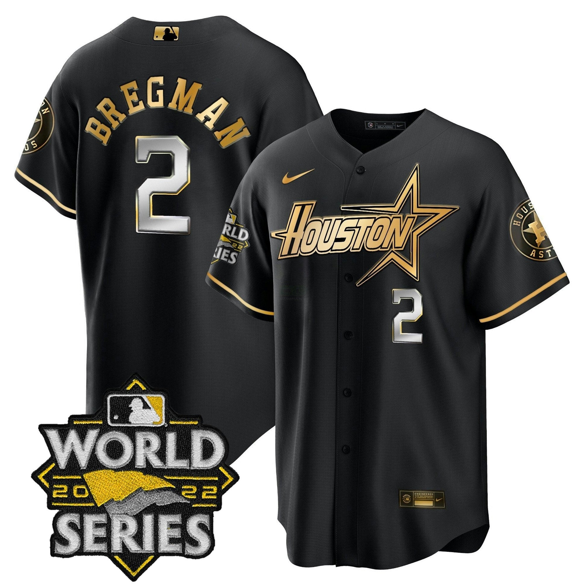 Camisa MLB Men’s World Series Preta Dourada Special Jersey