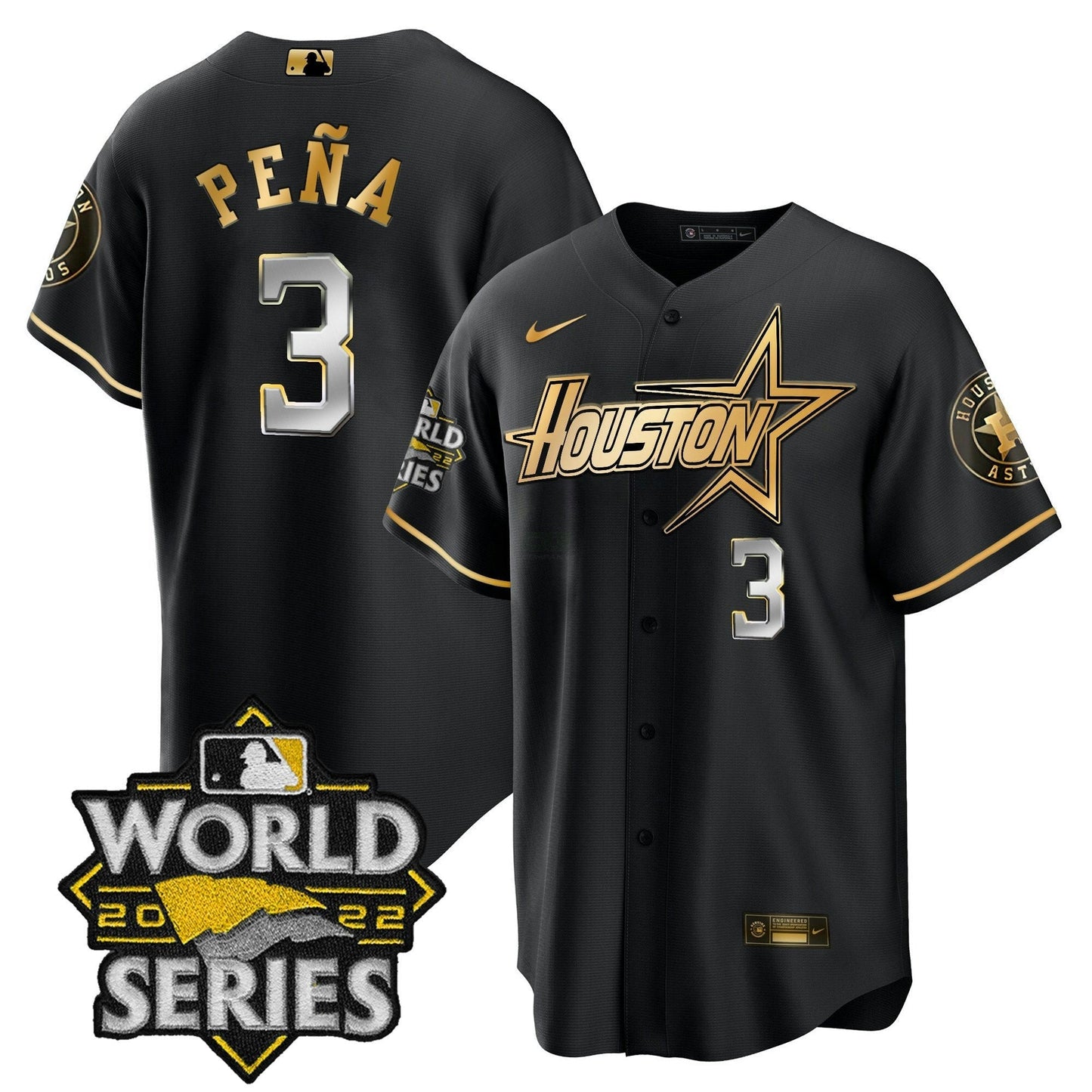 Camisa MLB Men’s World Series Preta Dourada Special Jersey