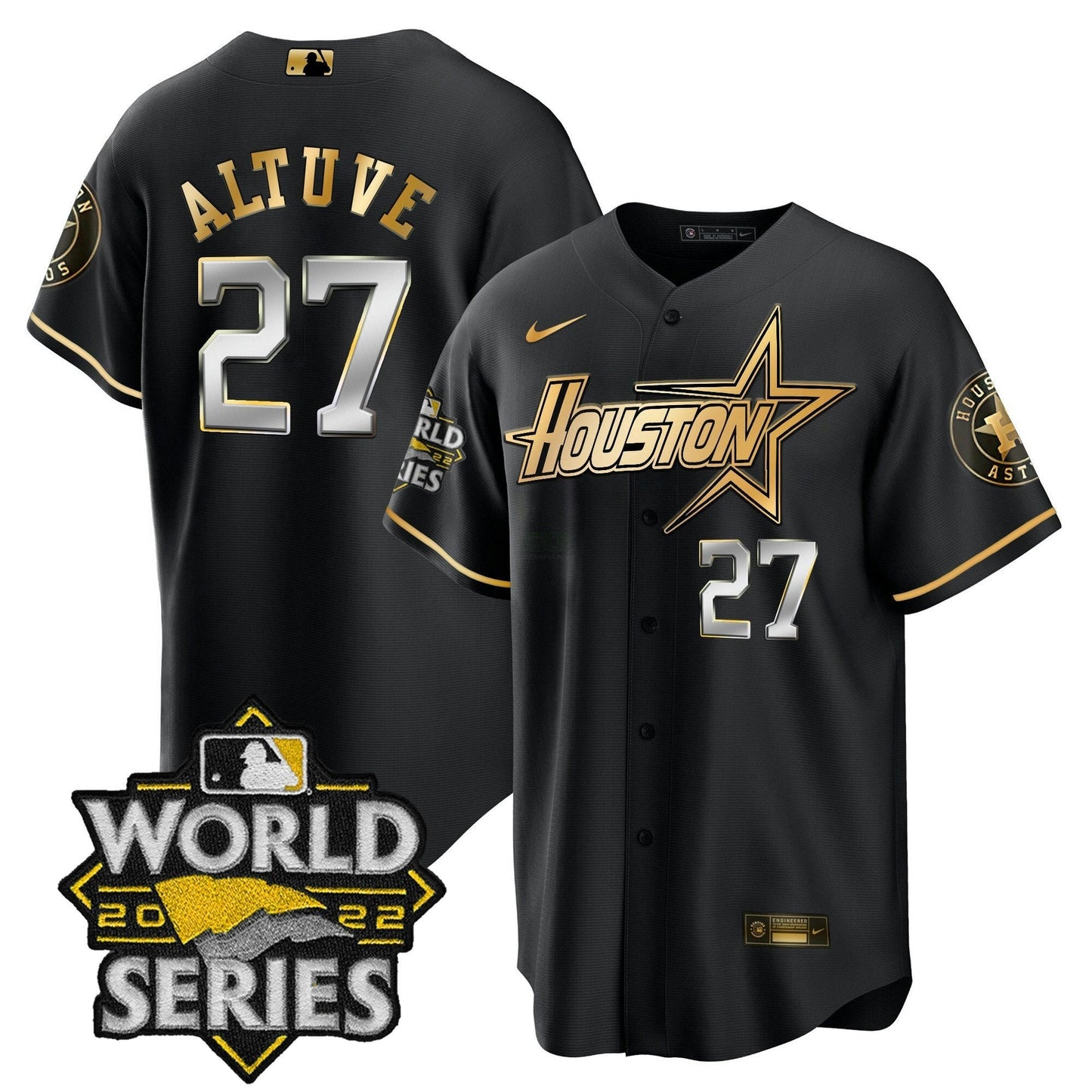 Camisa MLB Men’s World Series Preta Dourada Special Jersey