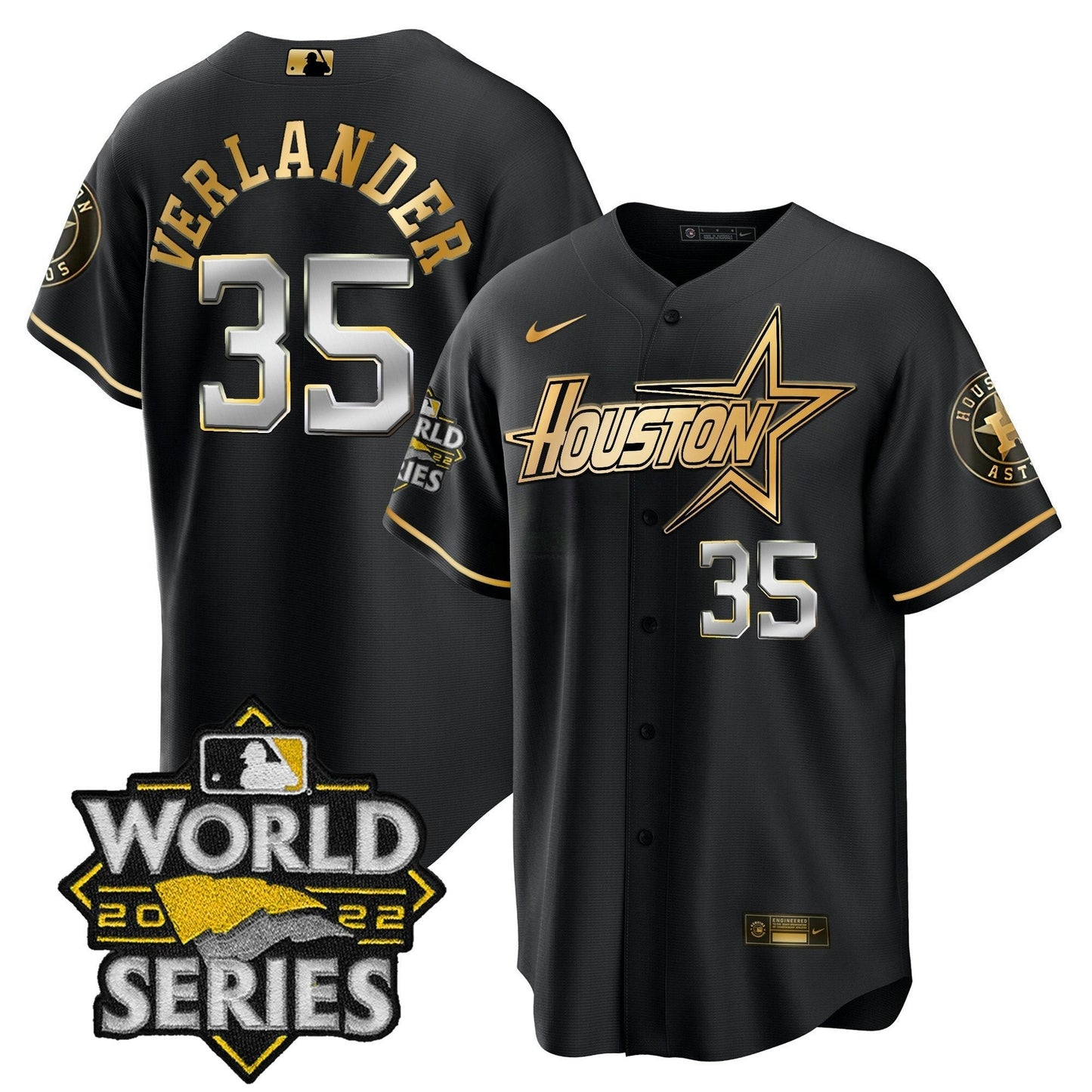 Camisa MLB Men’s World Series Preta Dourada Special Jersey