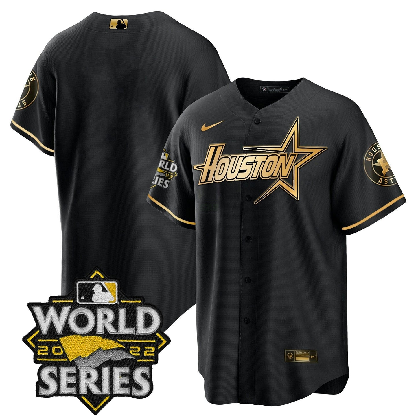 Camisa MLB Men’s World Series Preta Dourada Special Jersey