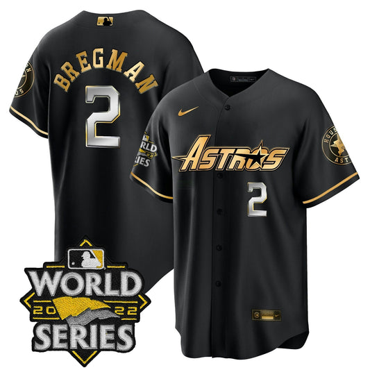 Camisa MLB Men’s World Series & Throwback Patch Dourada Jersey