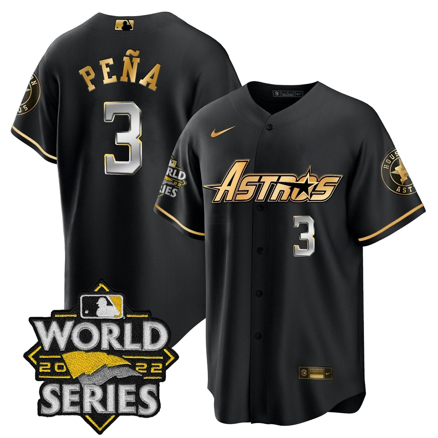 Camisa MLB Men’s World Series & Throwback Patch Dourada Jersey