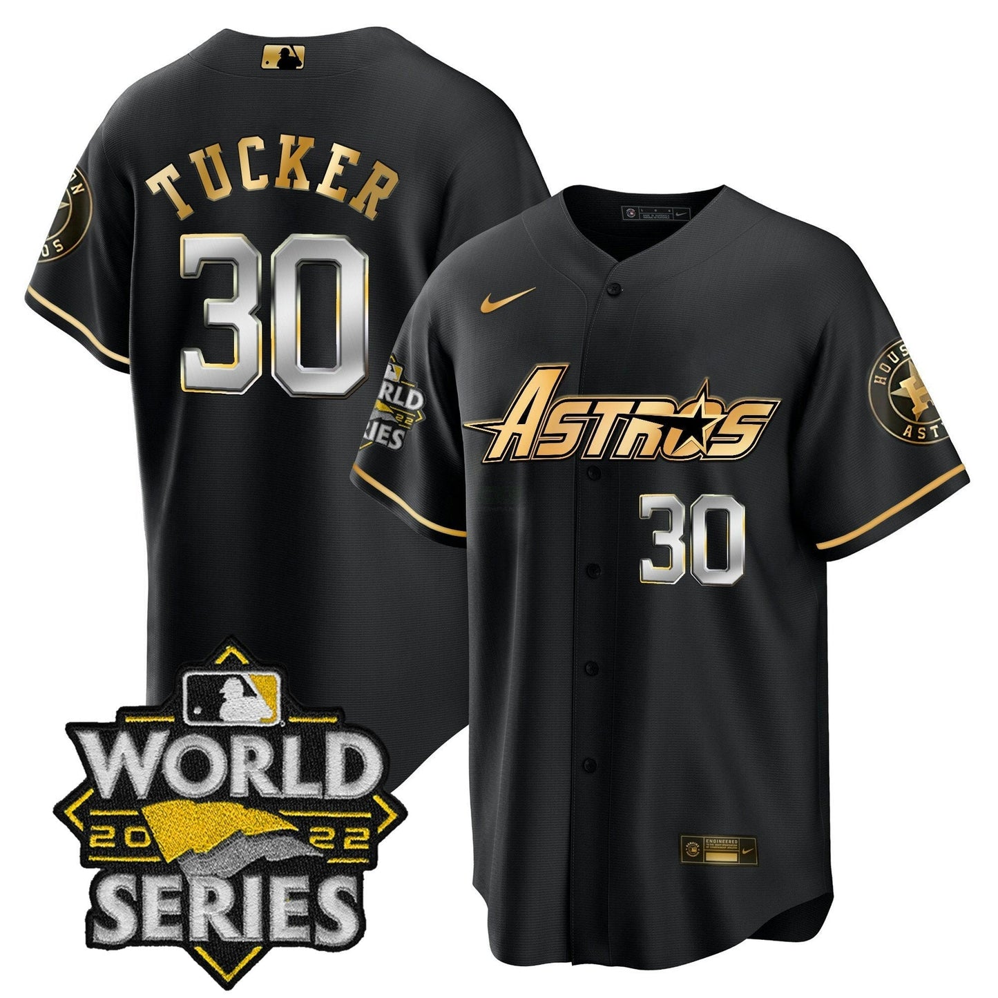 Camisa MLB Men’s World Series & Throwback Patch Dourada Jersey