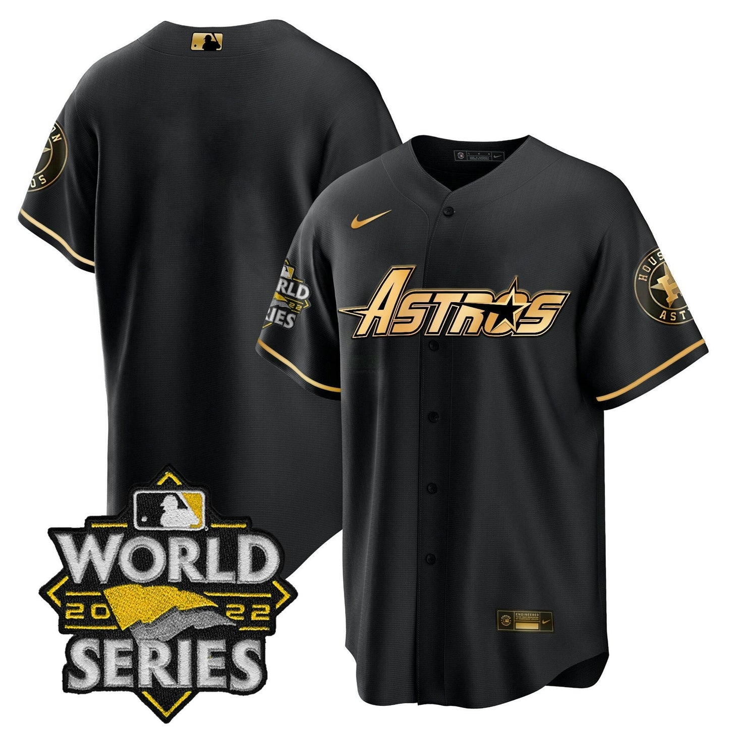 Camisa MLB Men’s World Series & Throwback Patch Dourada Jersey