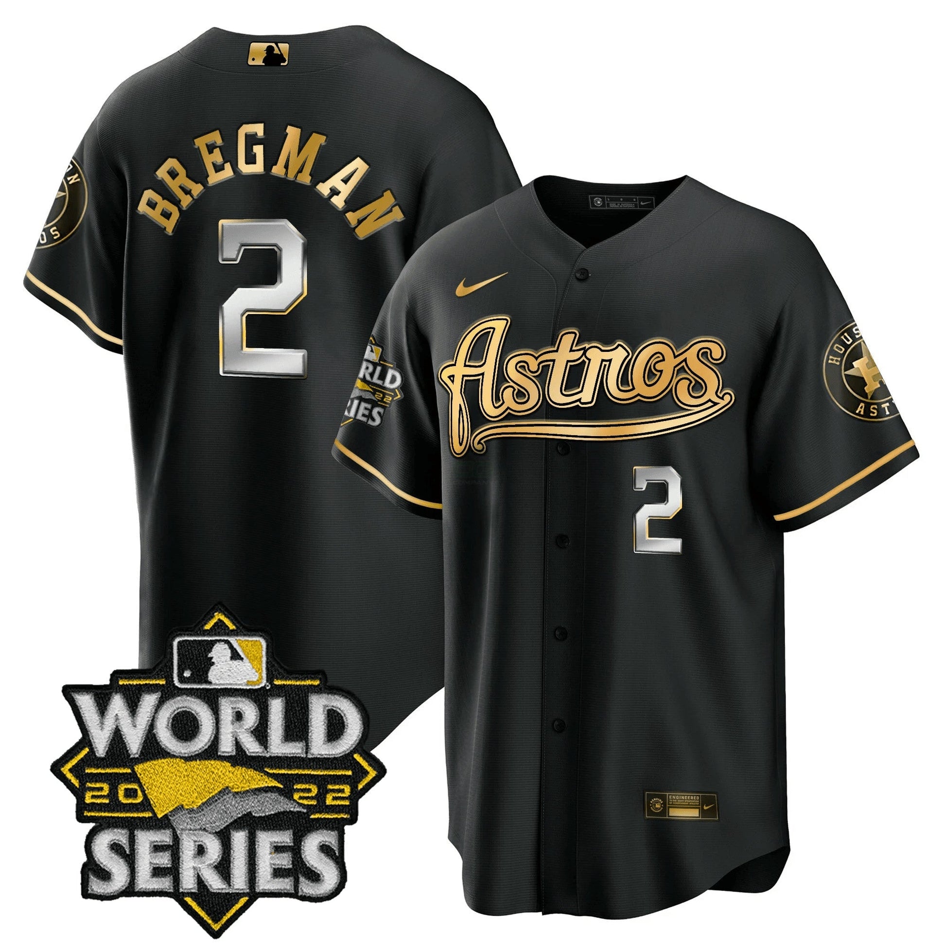 Camisa MLB Men’s World Series & Throwback Patch Dourada Jersey V2