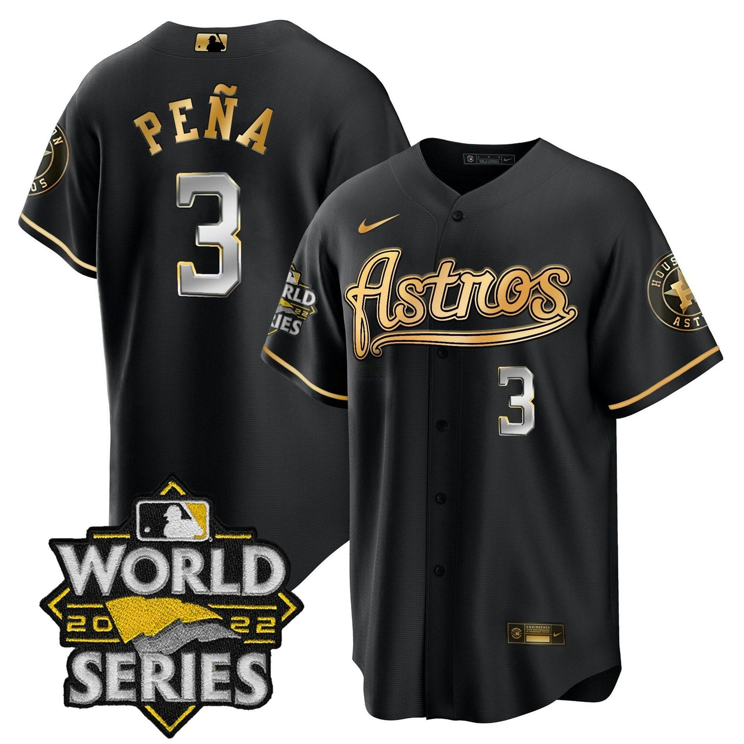 Camisa MLB Men’s World Series & Throwback Patch Dourada Jersey V2