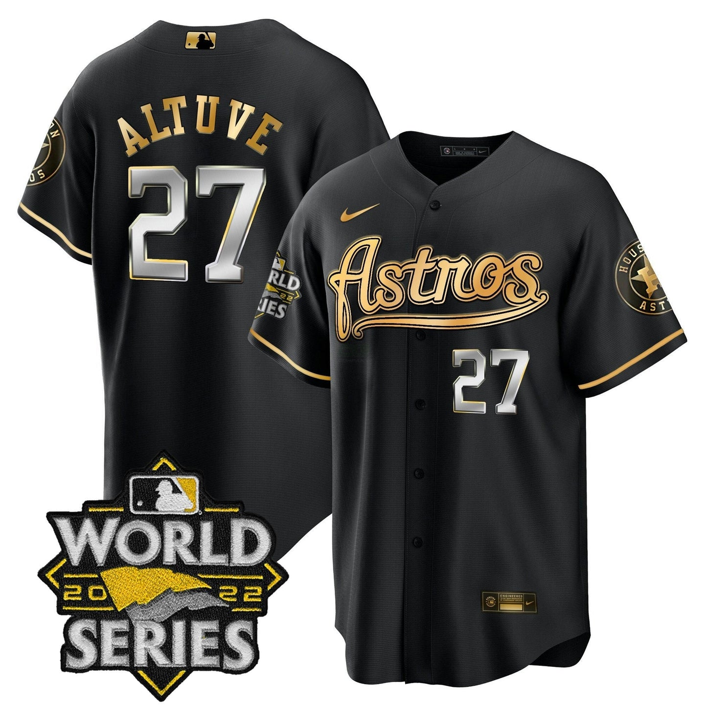 Camisa MLB Men’s World Series & Throwback Patch Dourada Jersey V2
