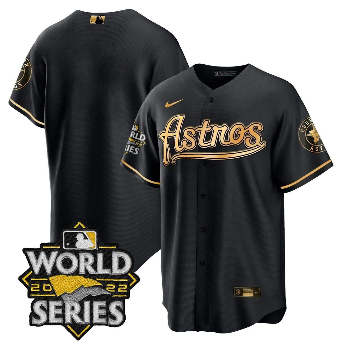 Camisa MLB Men’s World Series & Throwback Patch Dourada Jersey V2