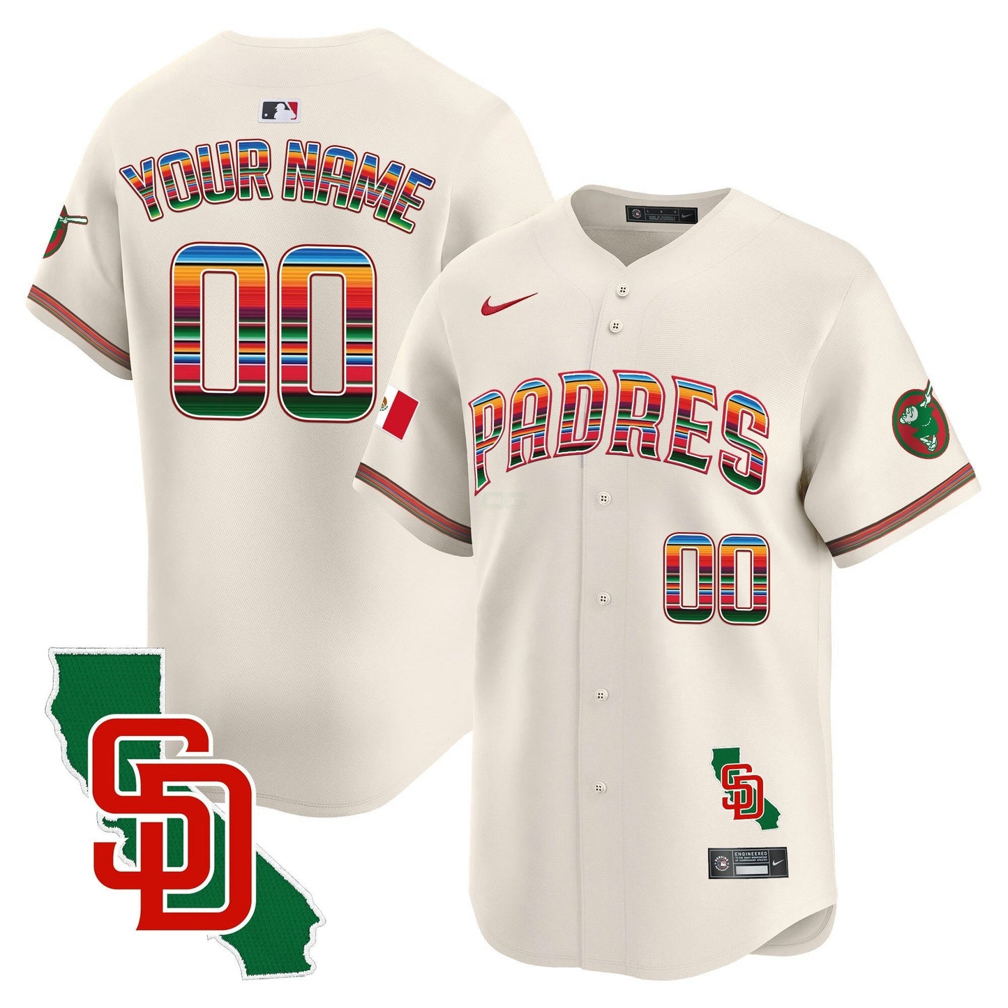 Camisa MLB San Diego Padres Mexico California Patch Vapor Premier Limited Jersey