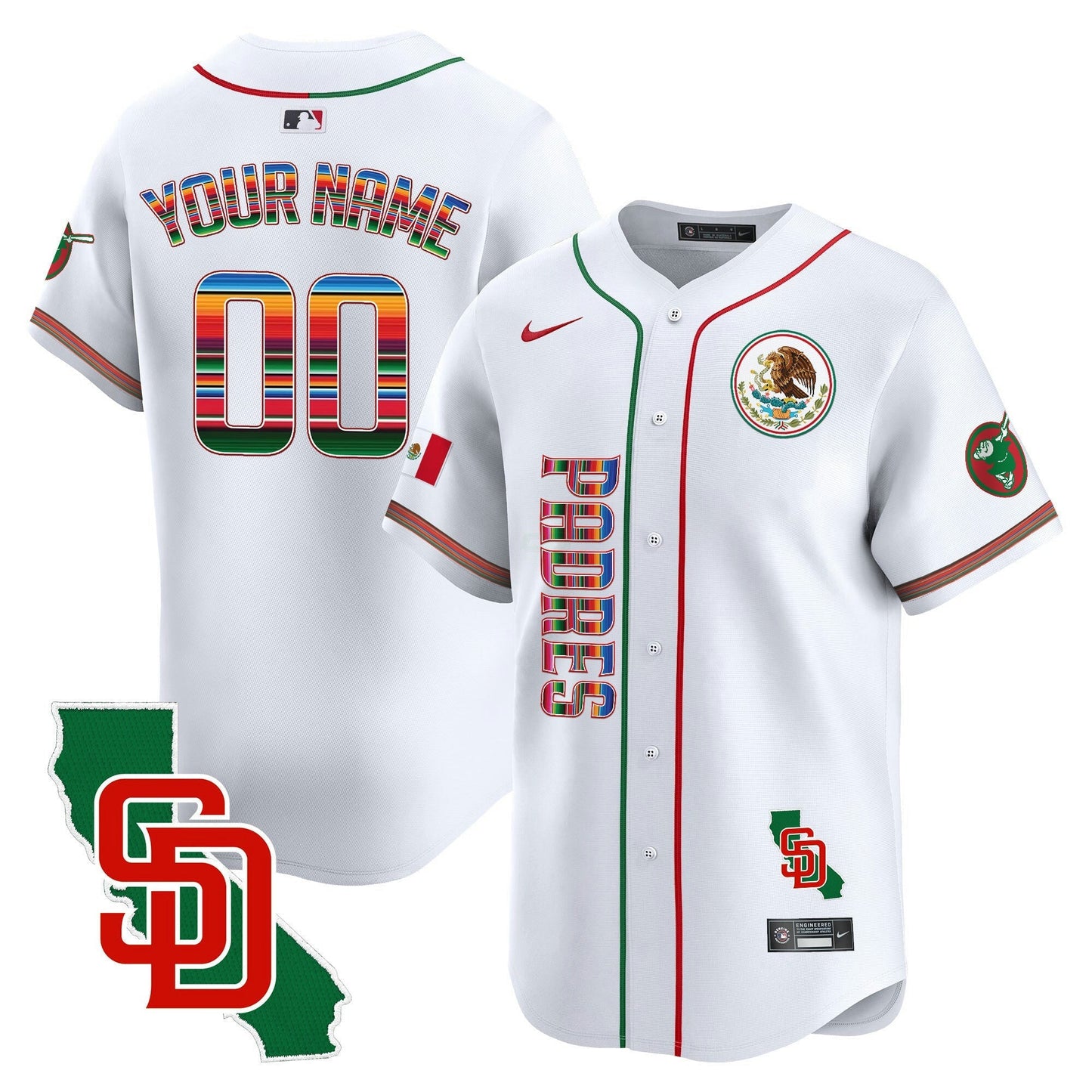 Camisa MLB San Diego Padres Mexico California Patch Vapor Premier Limited Jersey V2