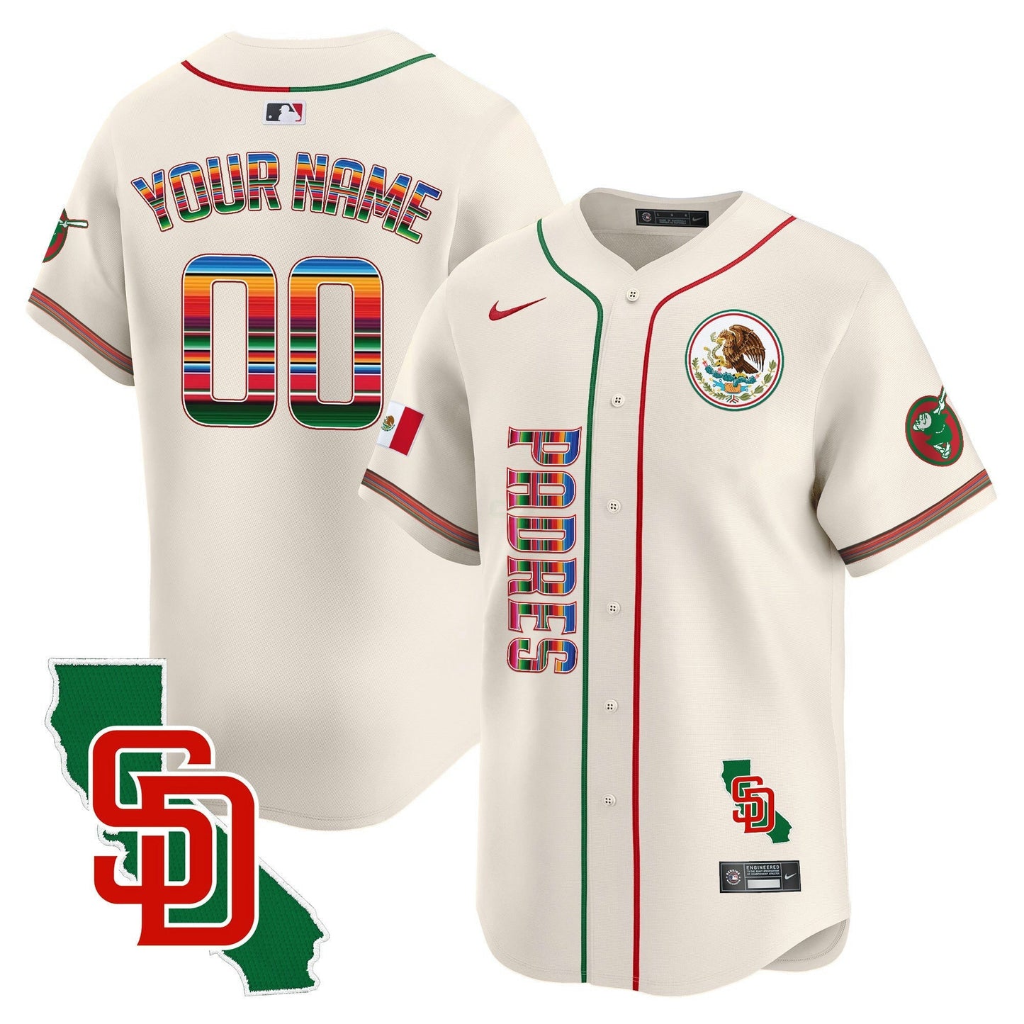 Camisa MLB San Diego Padres Mexico California Patch Vapor Premier Limited Jersey V2