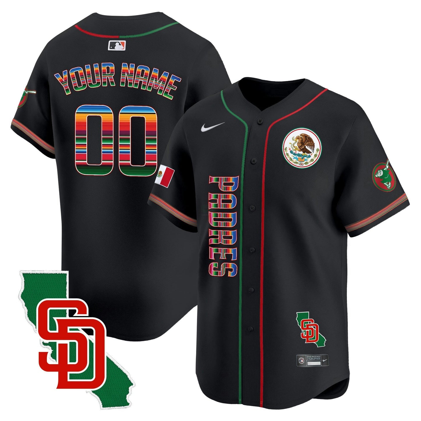 Camisa MLB San Diego Padres Mexico California Patch Vapor Premier Limited Jersey V2