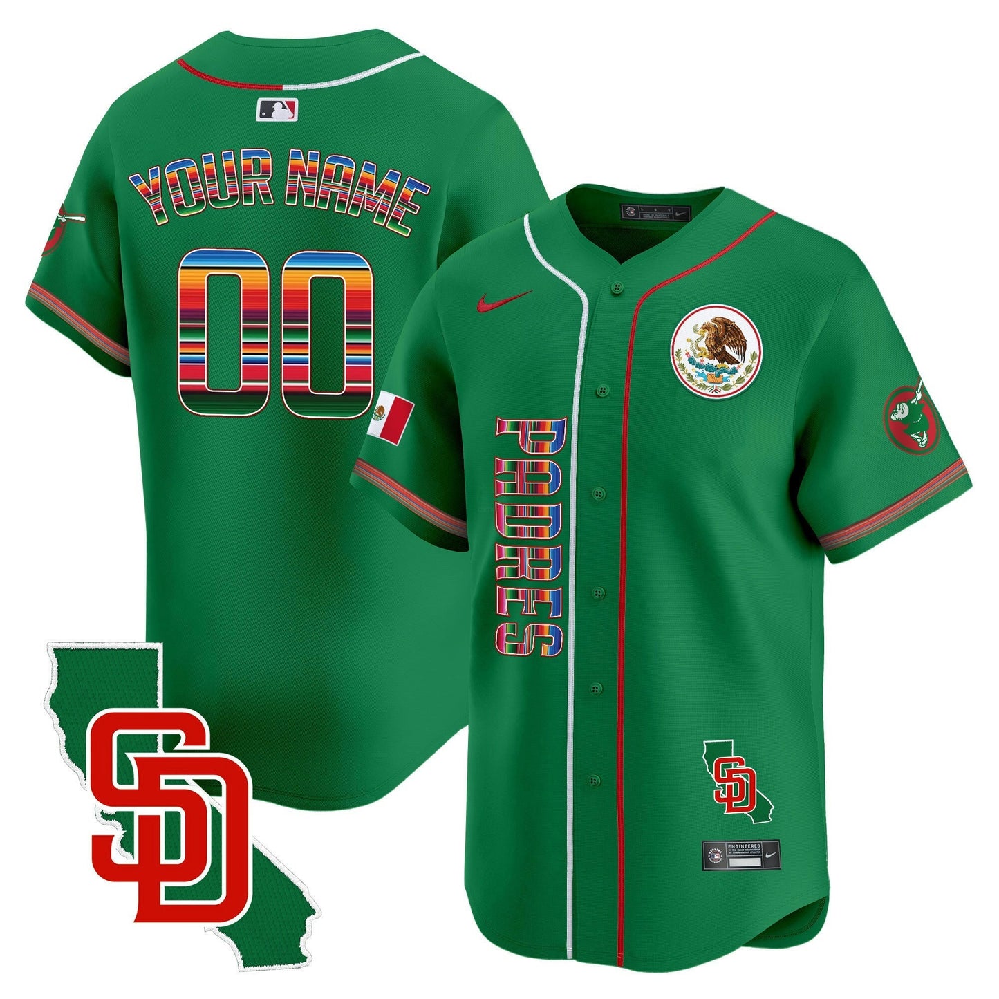 Camisa MLB San Diego Padres Mexico California Patch Vapor Premier Limited Jersey V2