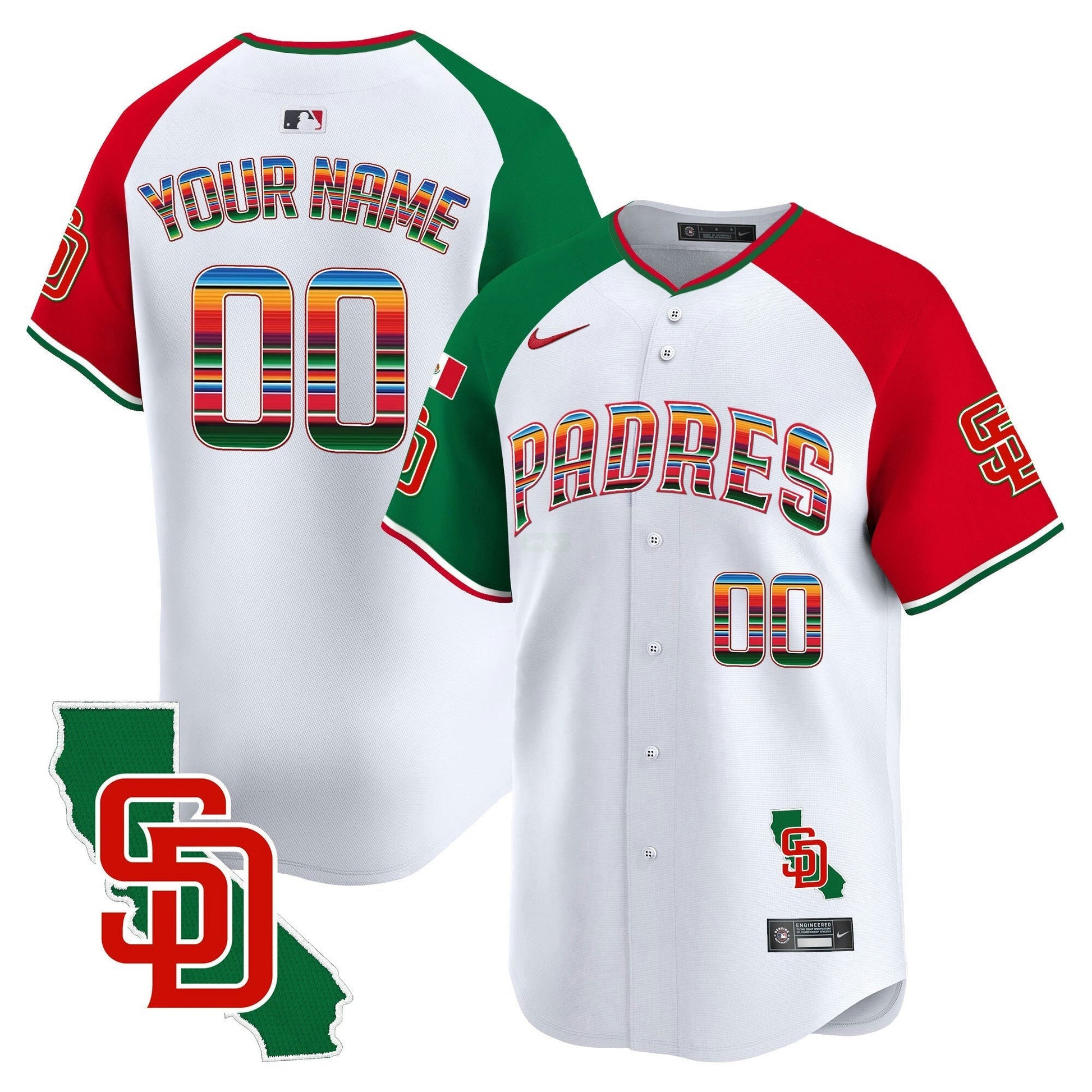 Camisa MLB San Diego Padres Mexico California Patch Vapor Premier Limited Jersey V3